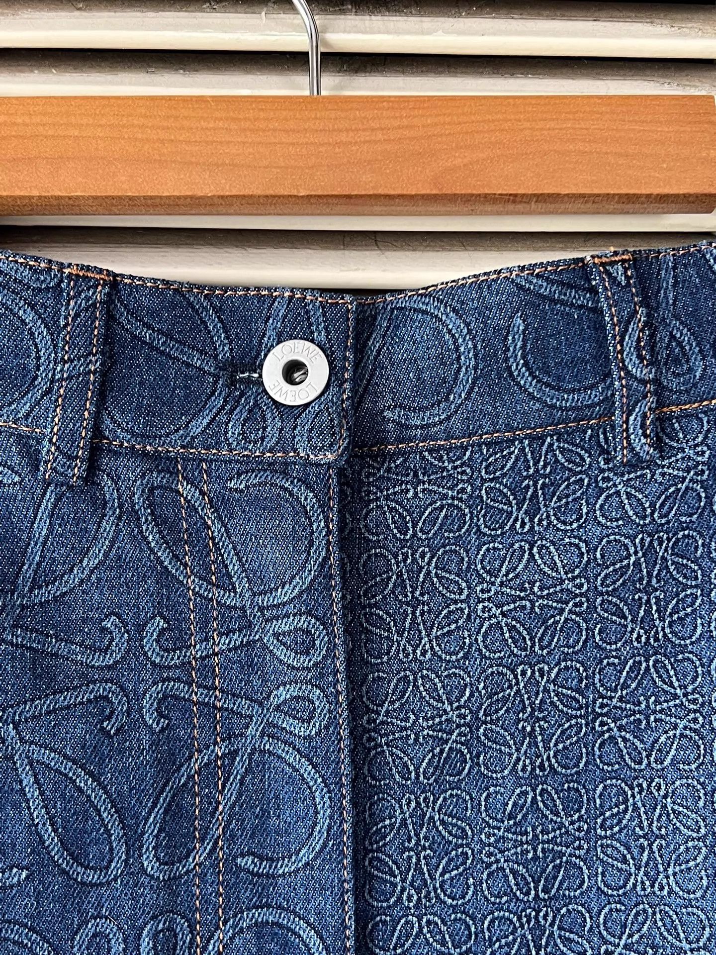 Loewe LOEWE Women's All-Over Logo Denim Skirt 34 Size 24" / US 00 / IT 34 - 3 Thumbnail