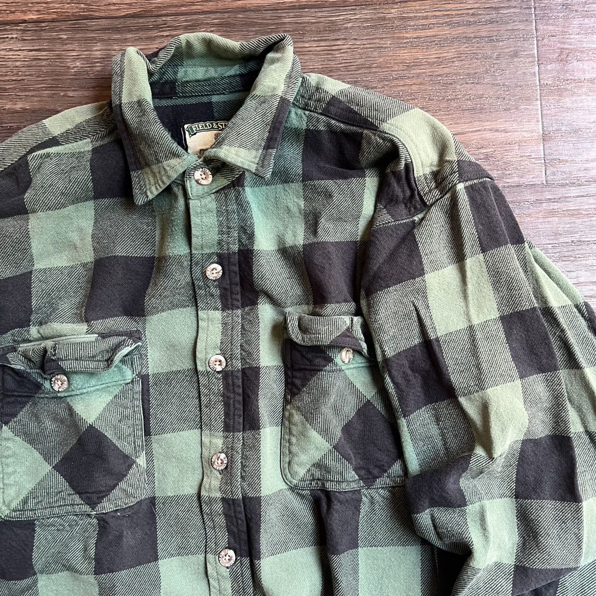 Vintage Vintage 2000s Thick Green Flannel Cut/Cropped L/XL Size US XL / EU 56 / 4 - 2 Thumbnail