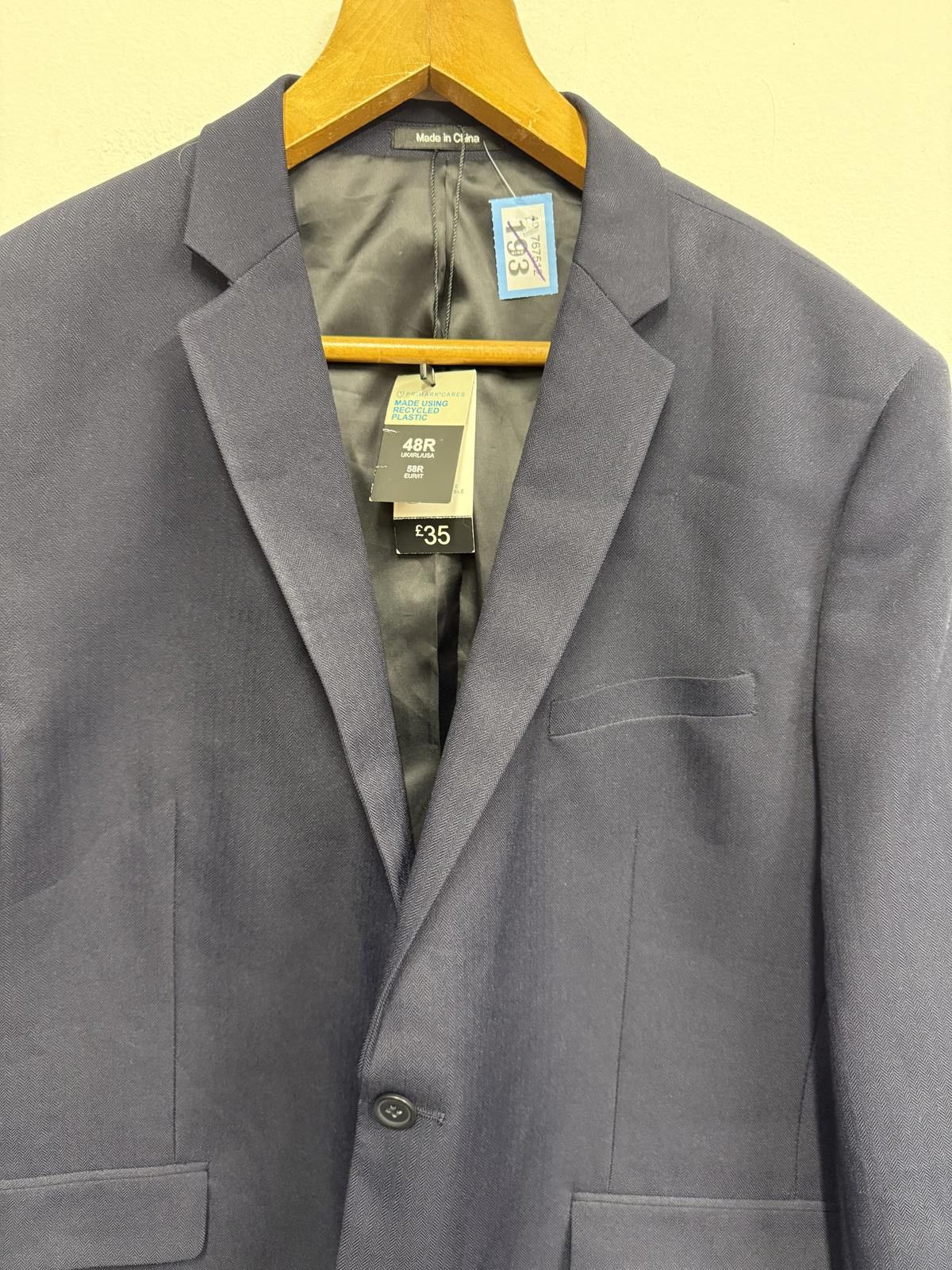 Primark Primark Navy Blue Men's Blazer Size 48R - 3 Thumbnail