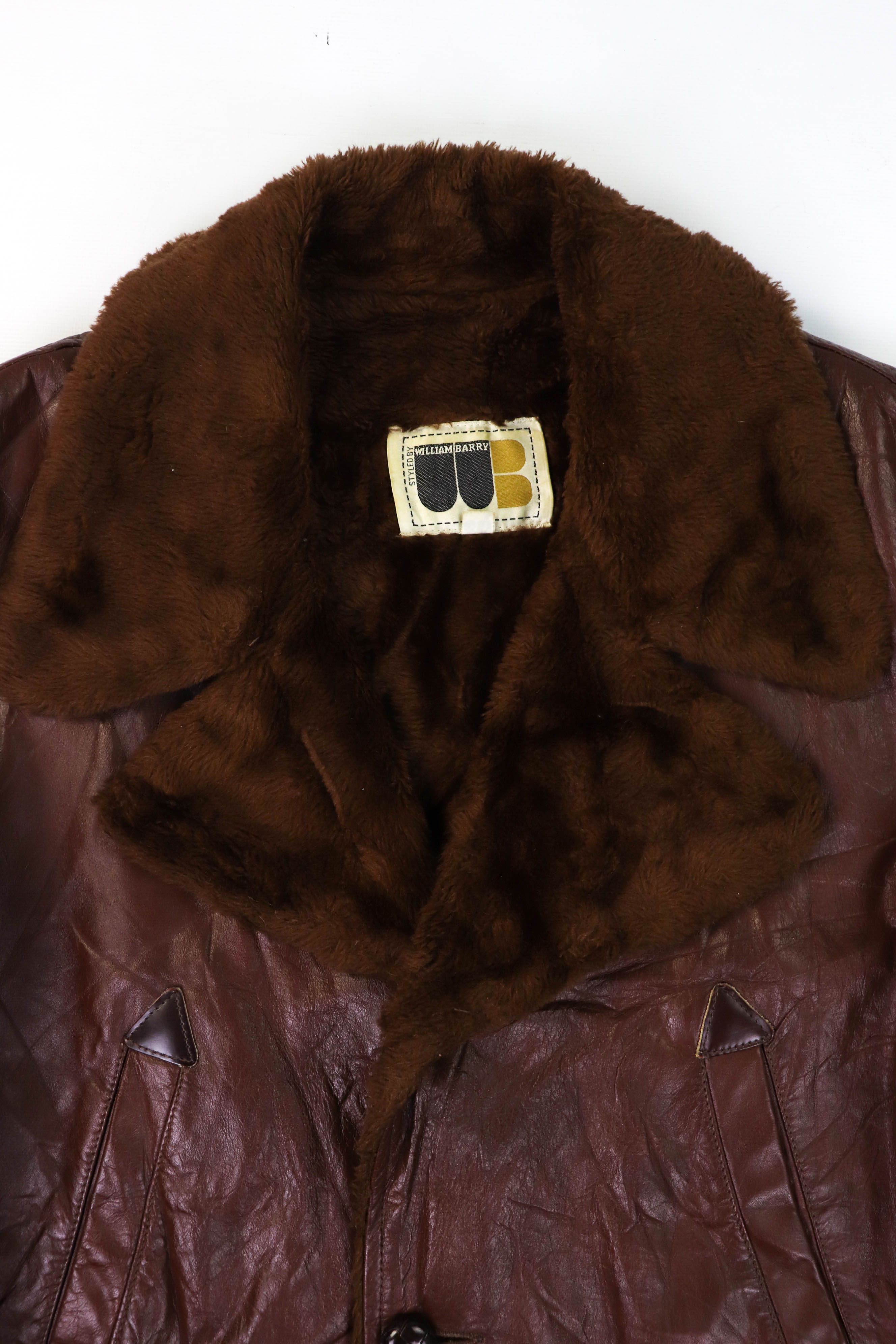 Vintage Vintage William Barry Choco Brown Leather Acrylic Pile Coat Size US L / EU 52-54 / 3 - 12 Thumbnail