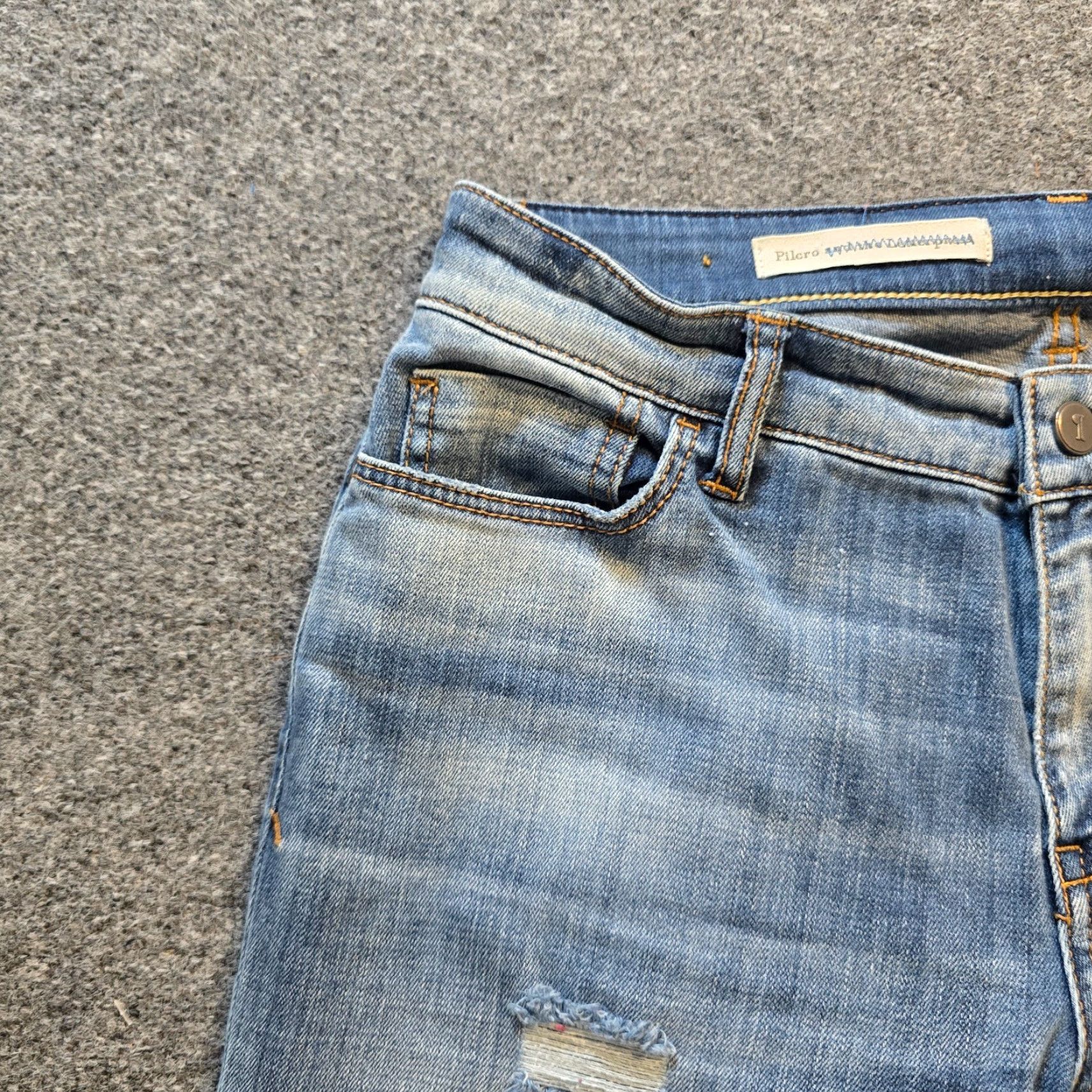 Vintage Pilcro Jeans Womens Size 27 Petite Blue Folio Straight Leg Distressed Casual Jeans Bohemian Women 5-Pocket Inseam 27in Blue Denim Pants Size 27" / US 4 / IT 40 - 3 Thumbnail