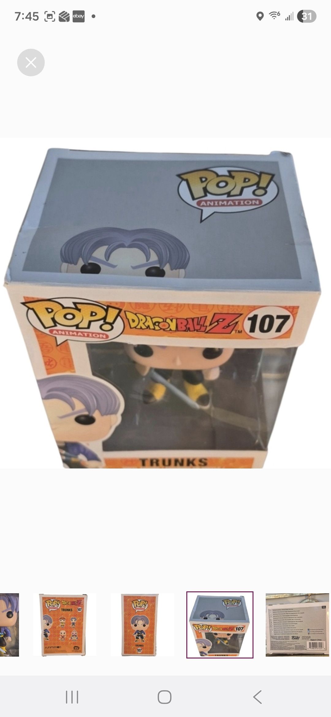 Other Funko × Dragon Ball Z TRUNKS Funko POP Vinyl Figure Size ONE SIZE - 5 Thumbnail