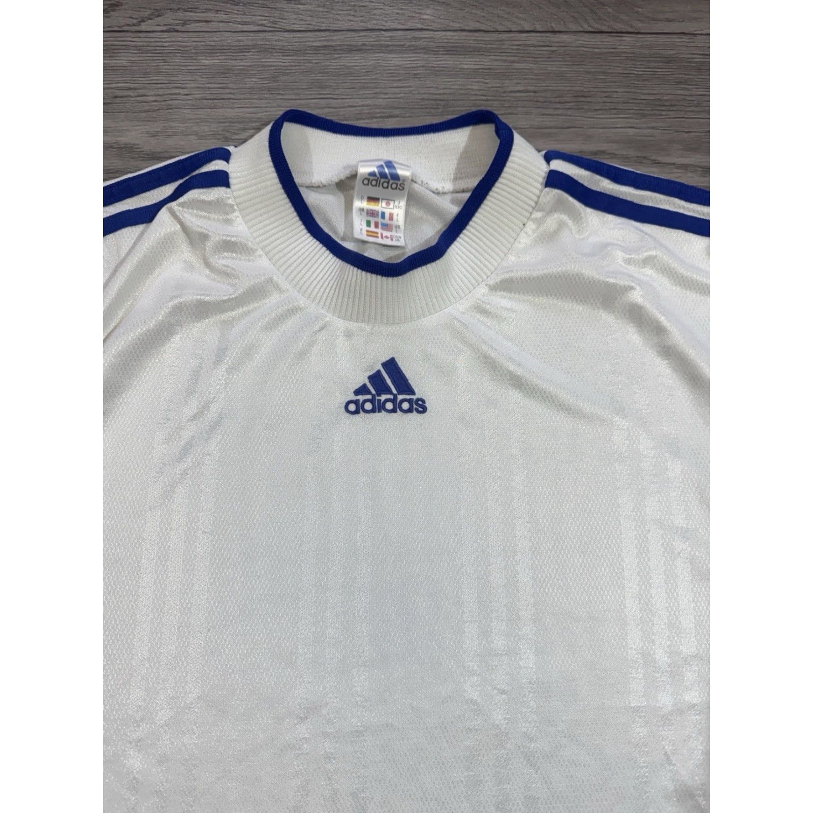 Nike VINTAGE Adidas Template 2000’s White Blue Football Jersey Soccer Shirt L Mens Size US L / EU 52-54 / 3 - 6 Thumbnail