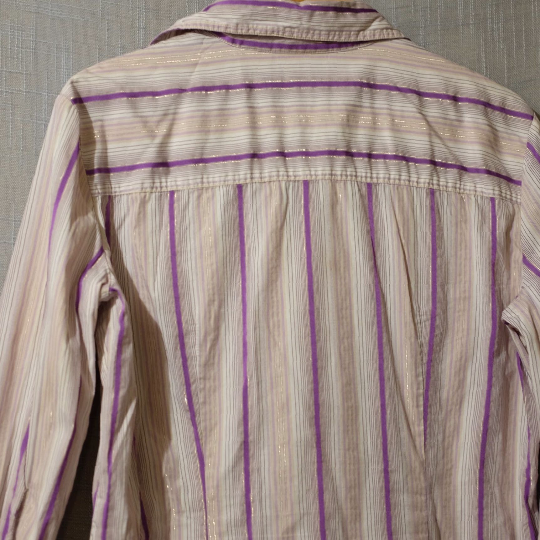 Vintage New York & Company Stretch Metallic Purple Stripe Button-Up Womens XL Shirt Size XL / US 12-14 / IT 48-50 - 6 Thumbnail