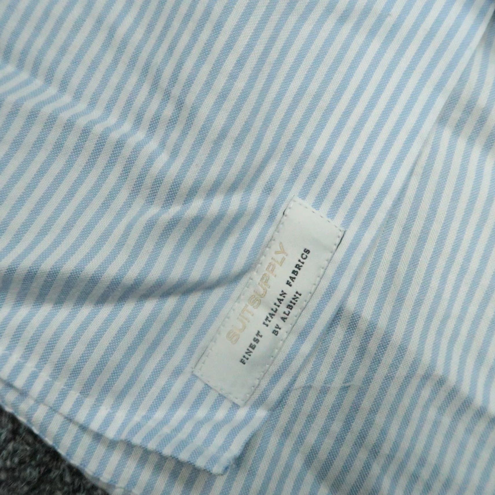 Suitsupply Suitsupply Shirt Mens XL Blue Striped Cotton Mandarin Collar Slim Size US XL / EU 56 / 4 - 4 Thumbnail