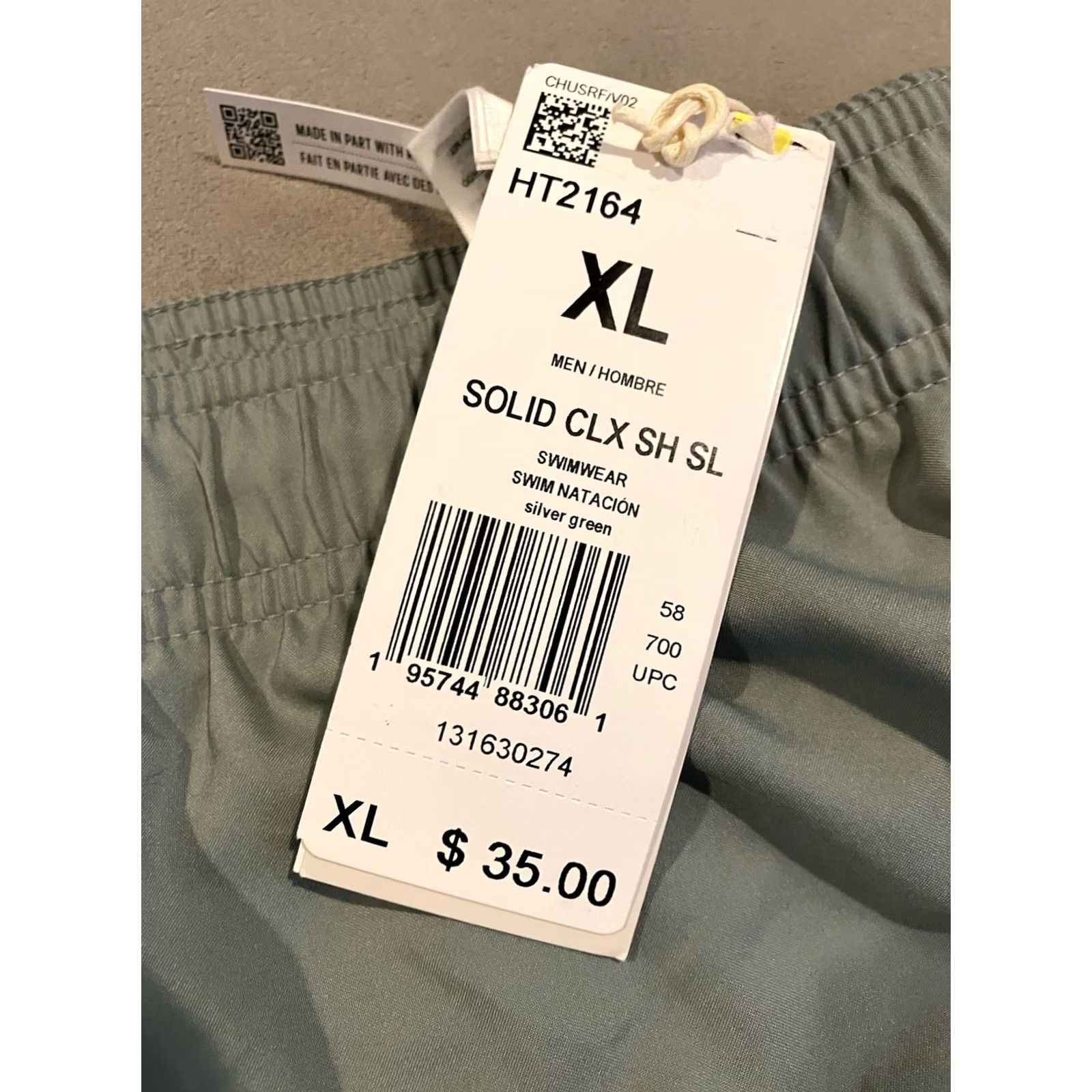 Adidas adidas Classic Bathing Suit Swim Shorts Size XL Silver Green Men's NWT Size US 36 / EU 52 - 2 Thumbnail
