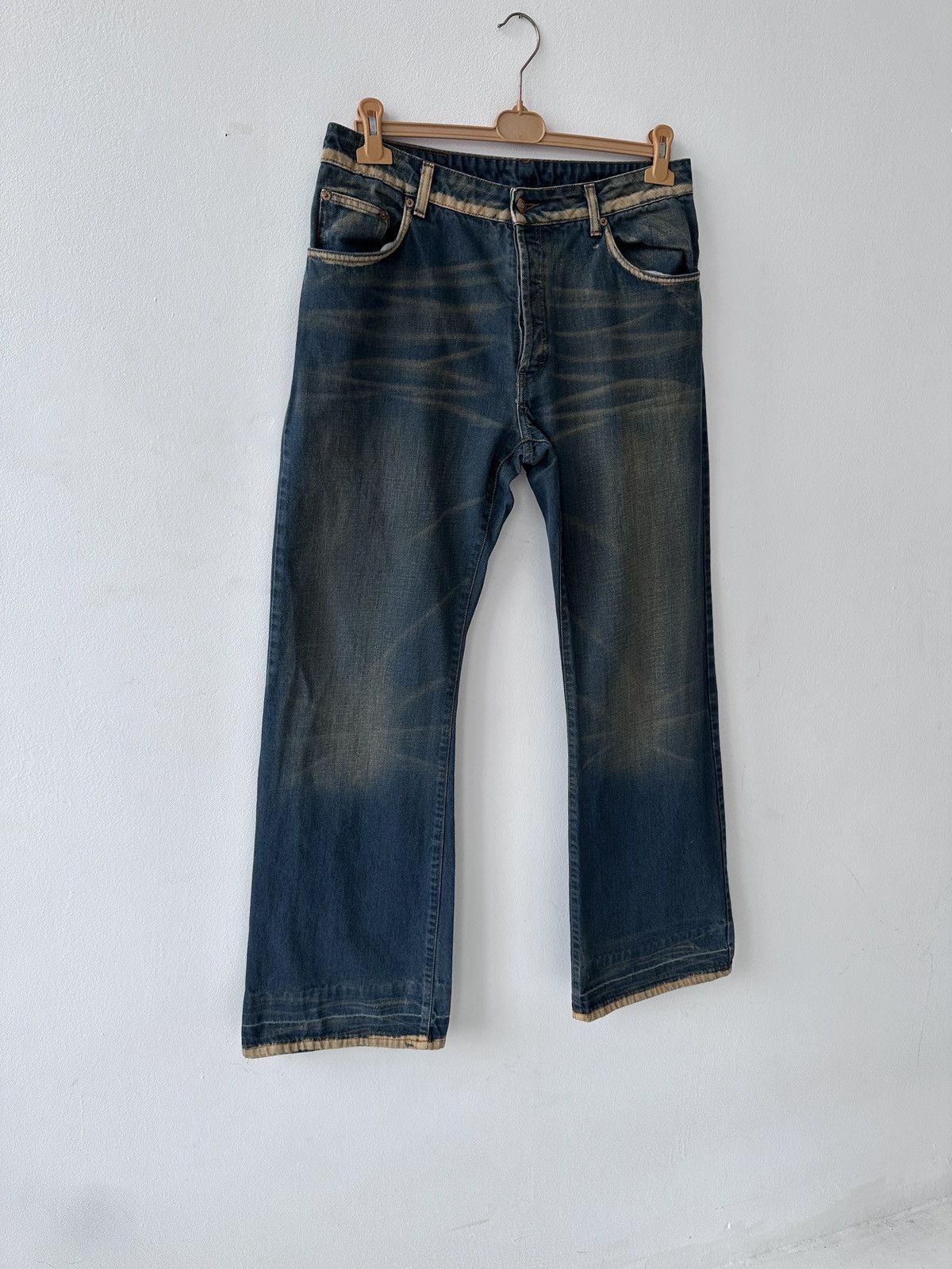 If Six Was Nine × Japanese Brand Distressed Flare Baggy Wide Leg Denim Jeans DKNY Size US 34 / EU 50 - 4 Thumbnail