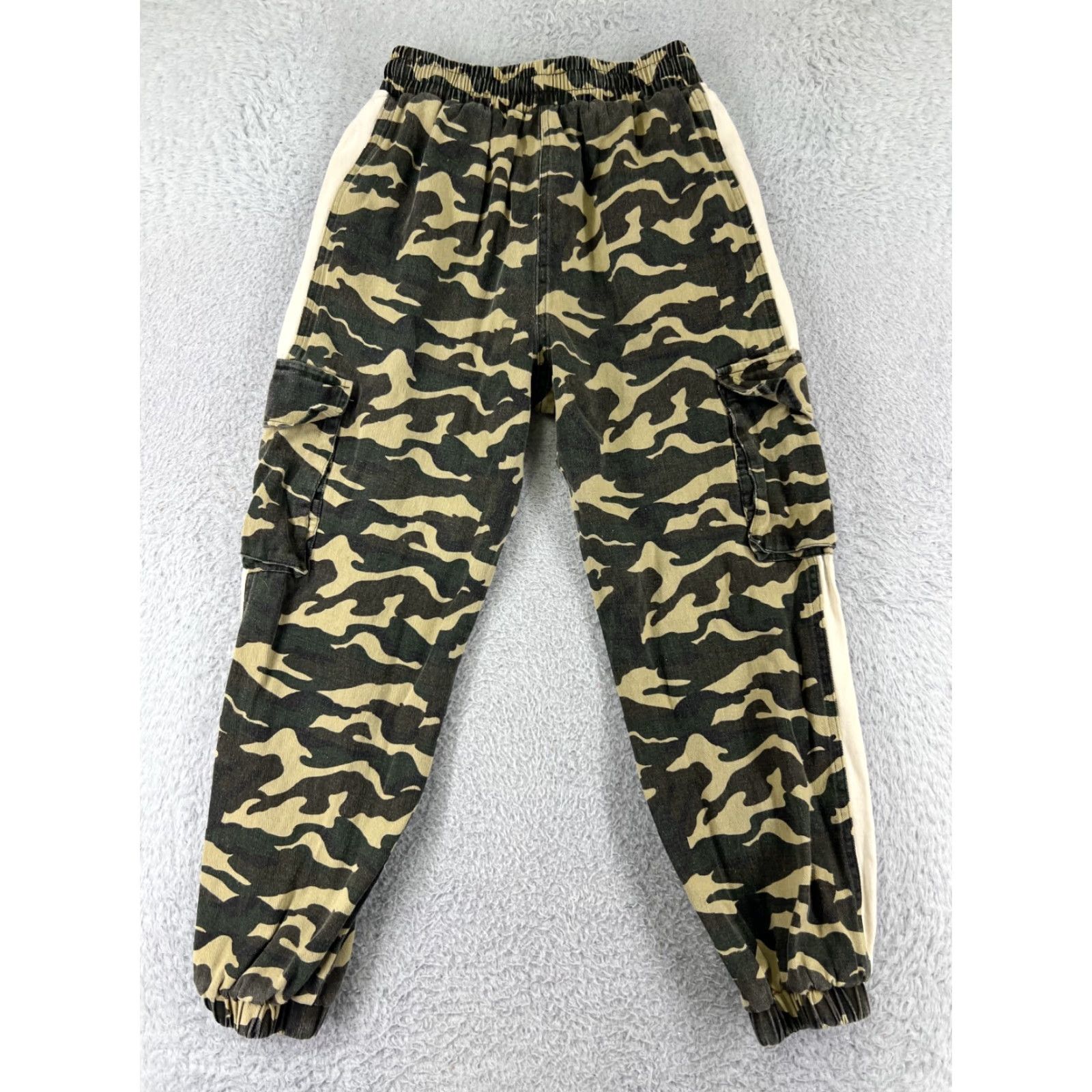 Vintage Cotton Candy Womens Jeans Camouflage 5-Pocket Denim Cotton Blend Cargo Folded Rise High Inseam 25 in Green Small S Womens Jeans Size 28" / US 6 / IT 42 - 2 Thumbnail
