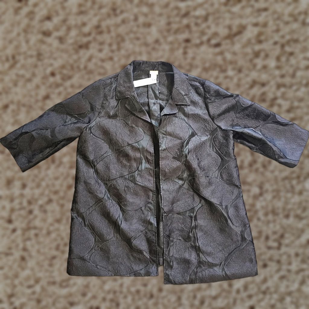 Vintage Chicos Travelers Jacket Womens XL Black Organza 3/4 Sleeve Sheer Open Classic Jacket Size XL / US 12-14 / IT 48-50 - 1 Thumbnail