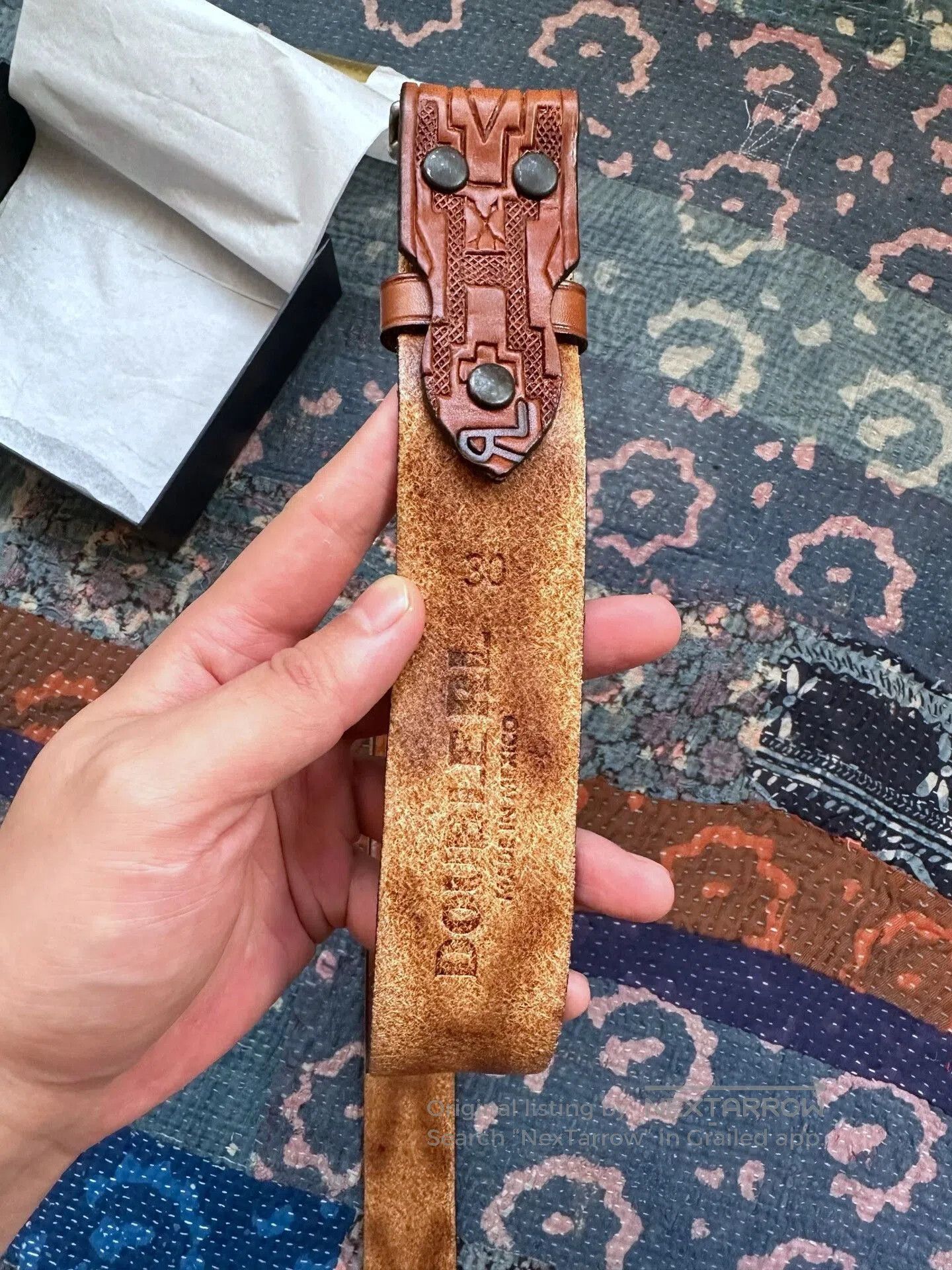 RRL Ralph Lauren RRL Spider Carved Leather Belt. Size ONE SIZE - 2 Thumbnail