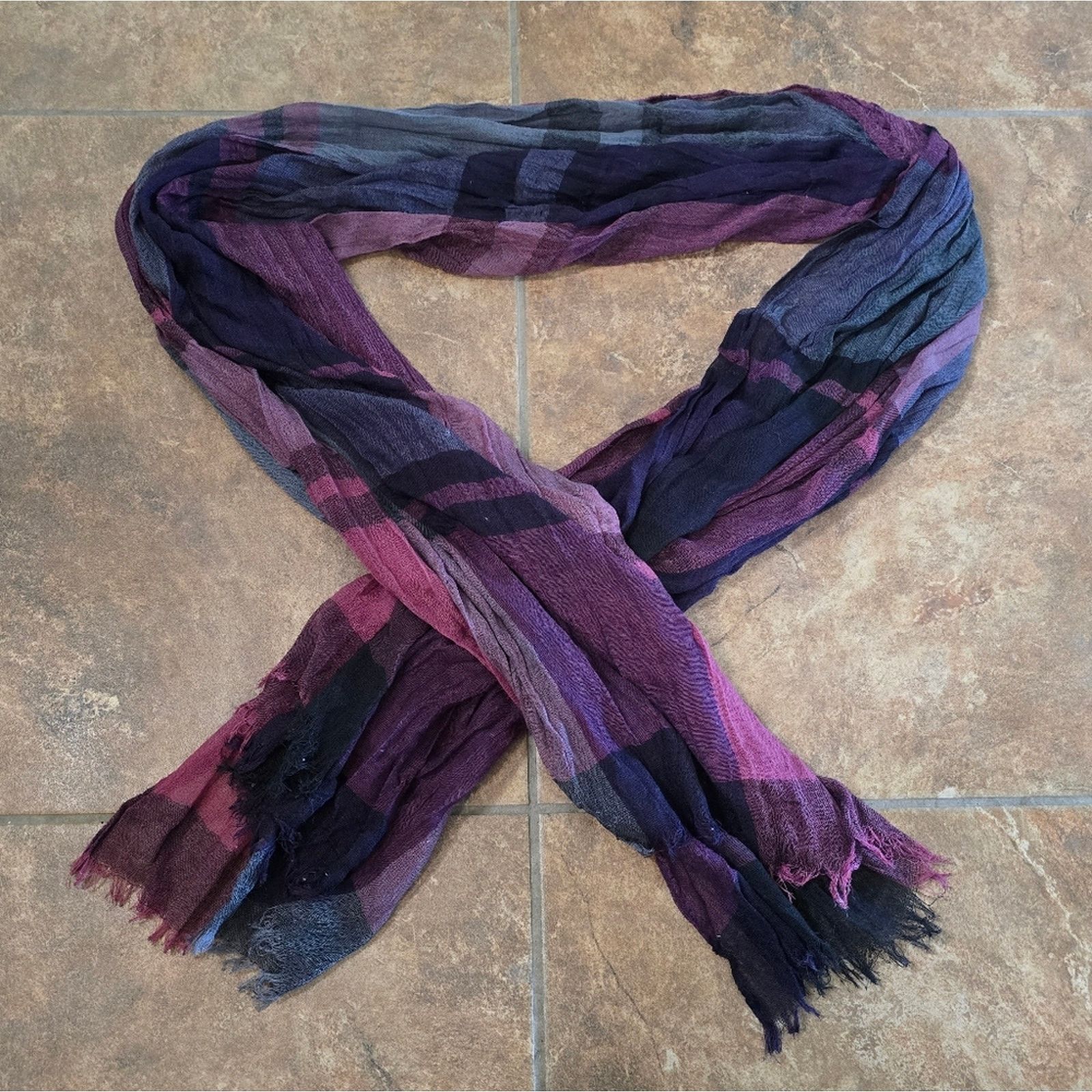 Other Purple Pink Plaid Detailed Scarf Size ONE SIZE - 1 Thumbnail