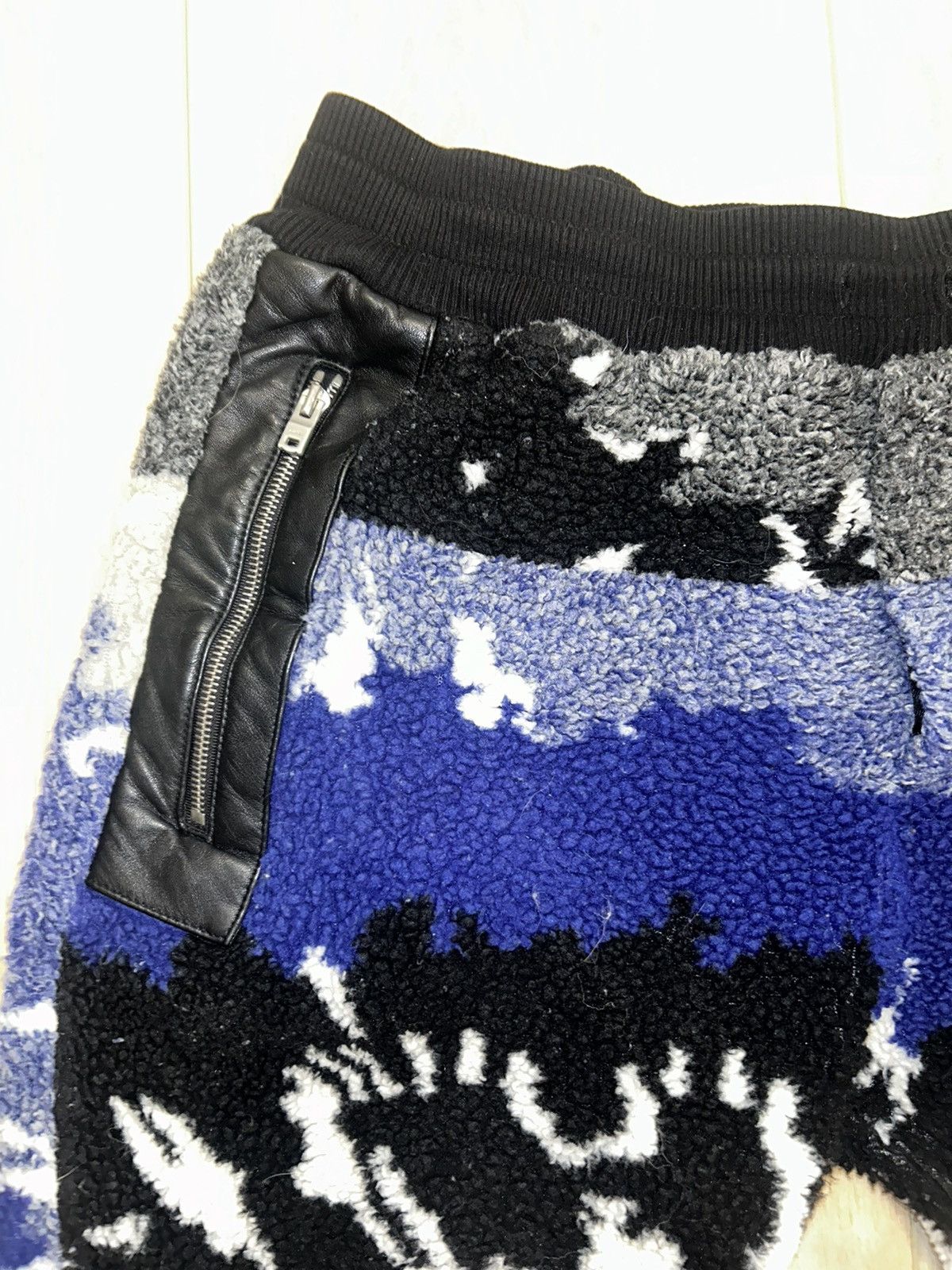 Amiri Amiri TieDye Leather Trim Wool Teddy Joggers MSRP $1070+Tax Size US 34 / EU 50 - 2 Thumbnail