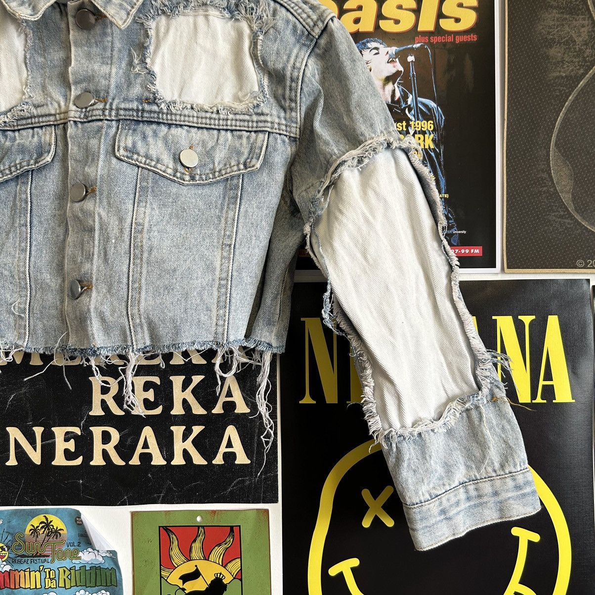 Vintage Vintage Narcissus Crop Top Distressed Denim Jacket Size L / US 10 / IT 46 - 4 Thumbnail