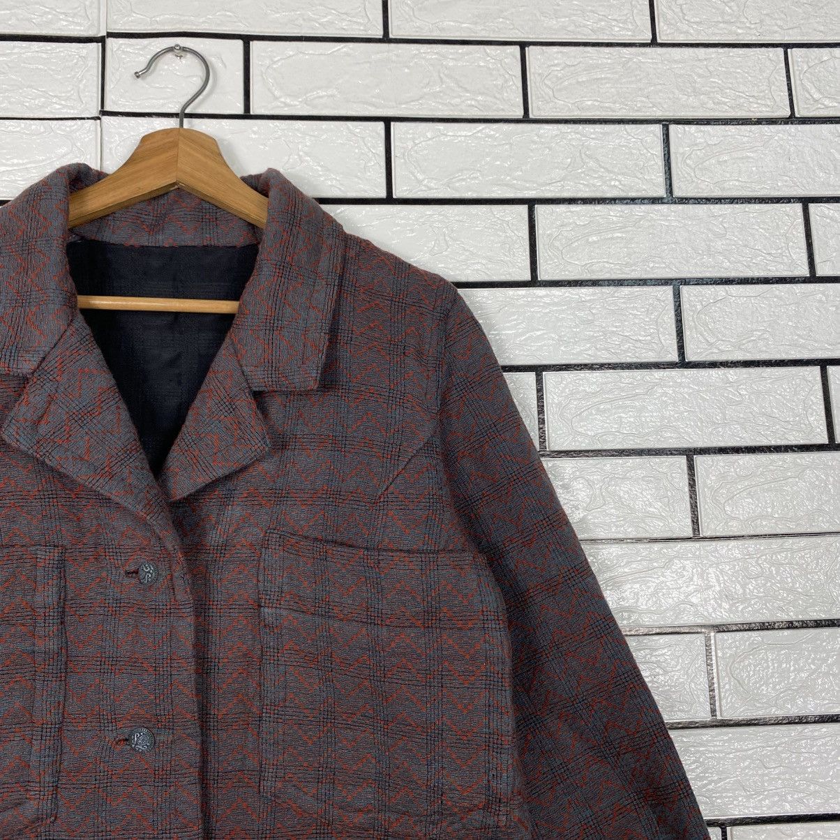 Japanese Brand Vintage Wool Jacket Herringbone Unbranded Issey Miyake Size US M / EU 48-50 / 2 - 7 Thumbnail