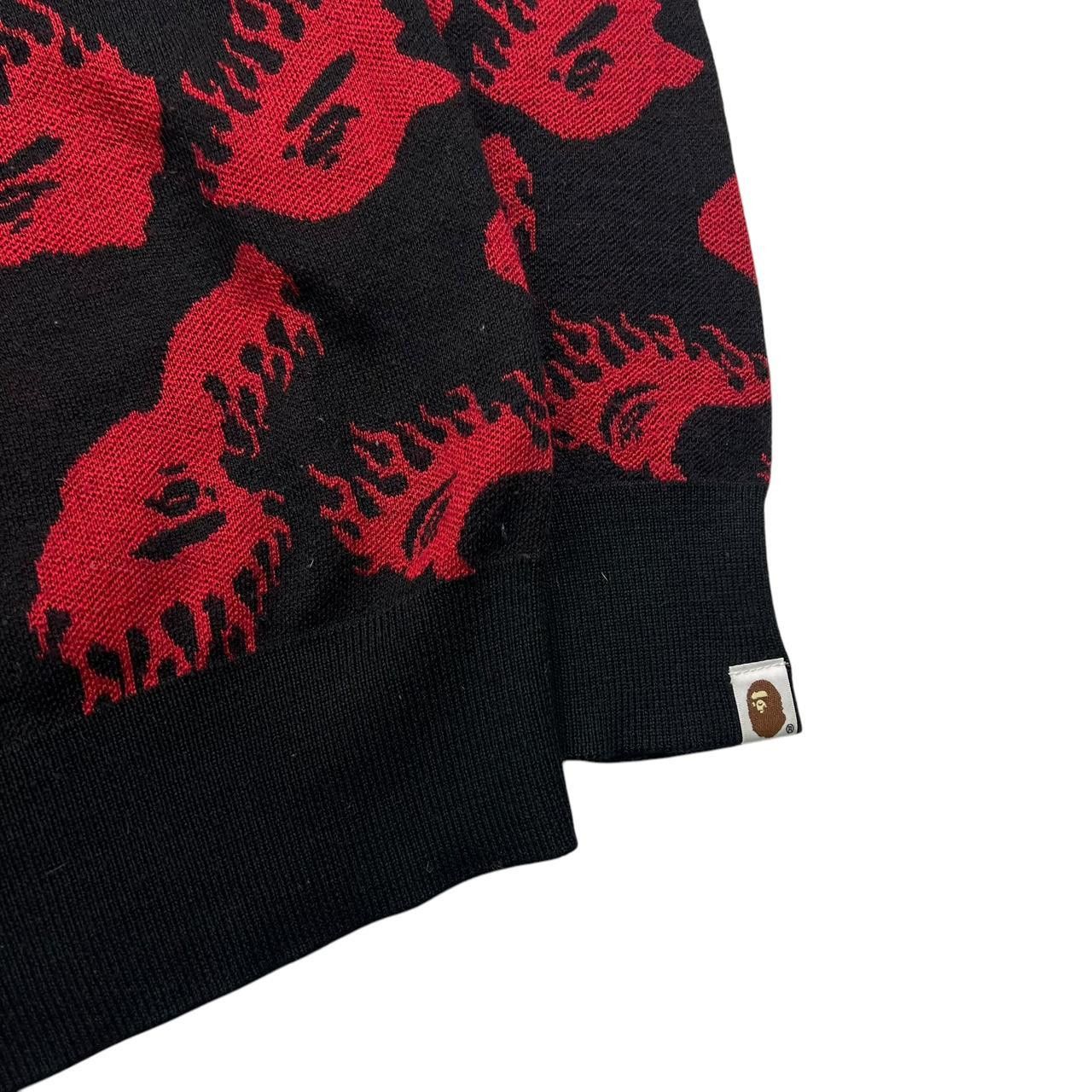 Bape Bape Fire Pattern Flaming Ape Head Knit Black & Red - Medium Size US M / EU 48-50 / 2 - 3 Thumbnail