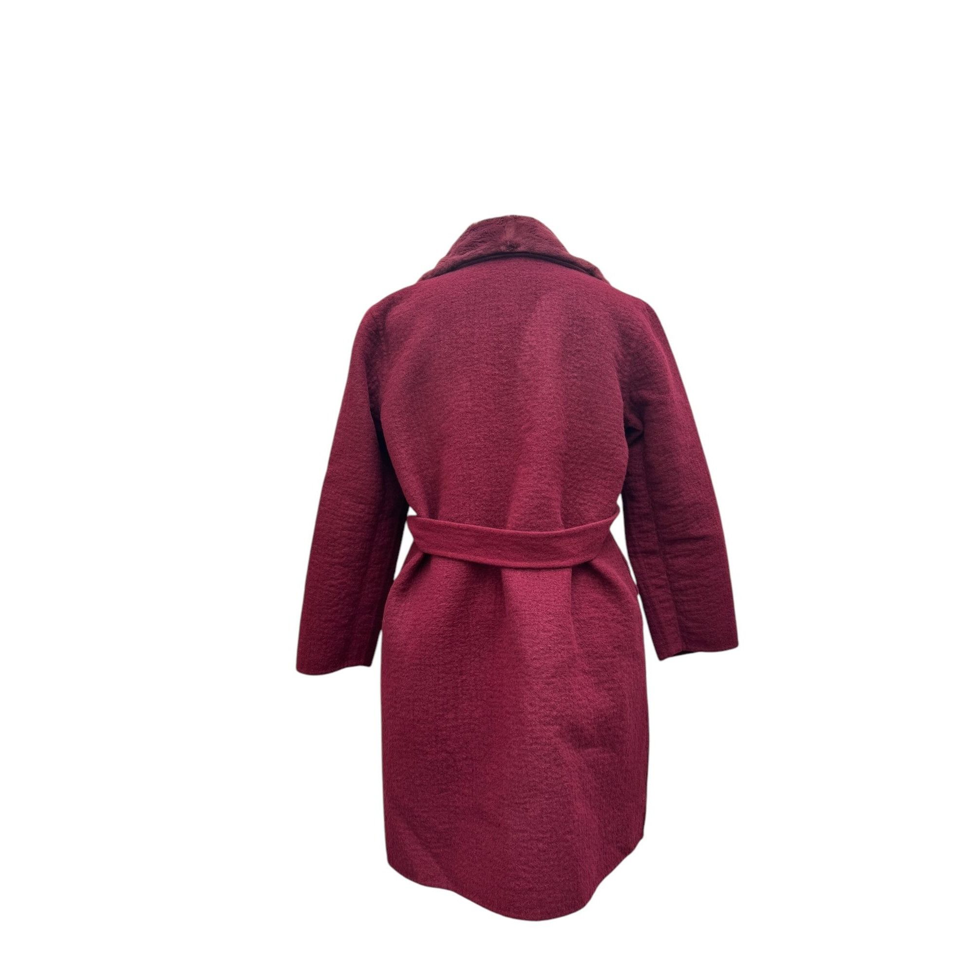 Jil Sander 2100€ Elegant Burgundy Wool Coat Size M / US 6-8 / IT 42-44 - 4 Thumbnail