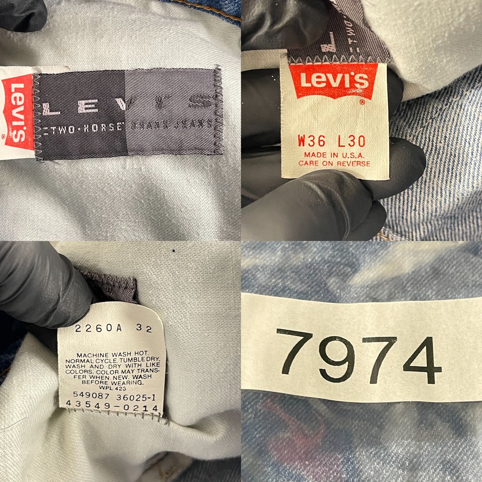 Levi's VINTAGE Levi's Jeans Mens 36x30 Blue Denim Leather Tab Straight Leg Made in USA Jeans Regular Blue 80s 90s USA Mens Size US 36 / EU 52 - 10 Thumbnail