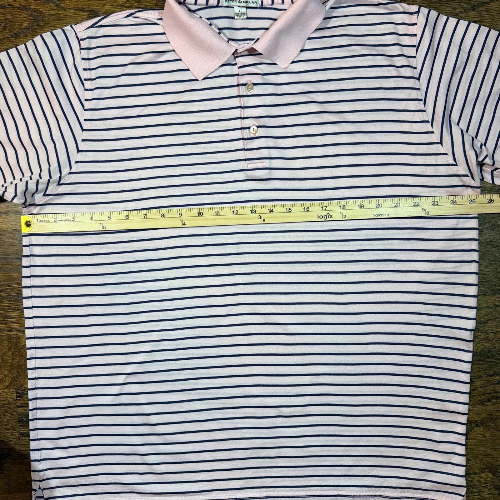 Peter Millar Peter Millar XL Short Sleeve Striped Golf Polo Pink & Navy Size US XXL / EU 58 / 5 - 3 Thumbnail