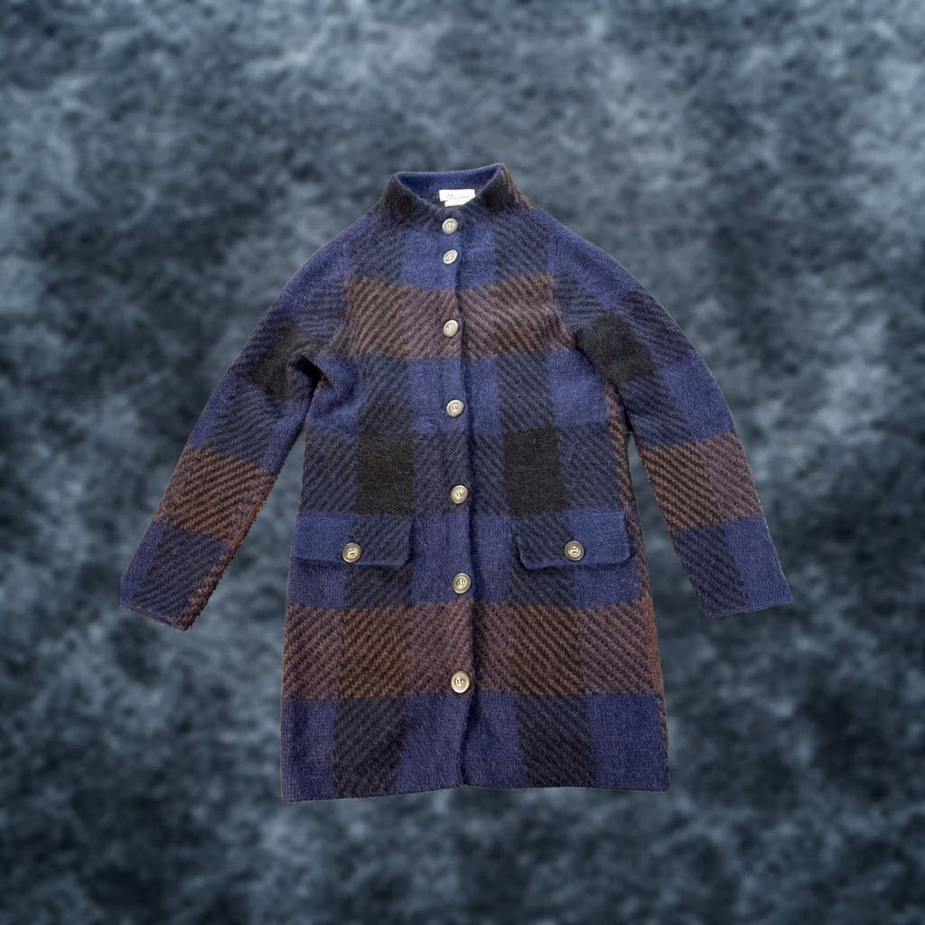 MZ Wallace VINTAGE Wallace Cardigan Sweater Womens XS Long Blue Geometric 90s Pocket Knit Rabbit Hair Button Crew Neck Size XS / US 0-2 / IT 36-38 - 1 Thumbnail