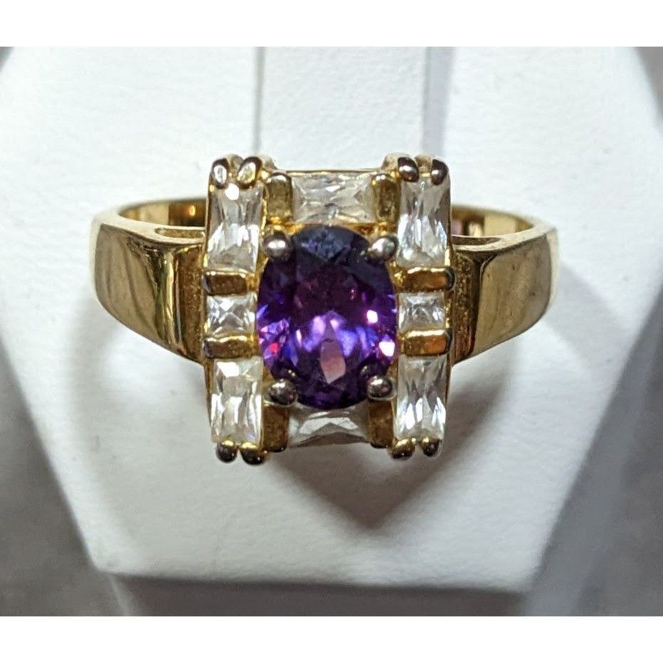 Other Vintage Glam Art Deco Style Gemmed Gold Plated Ring Size ONE SIZE - 12 Thumbnail