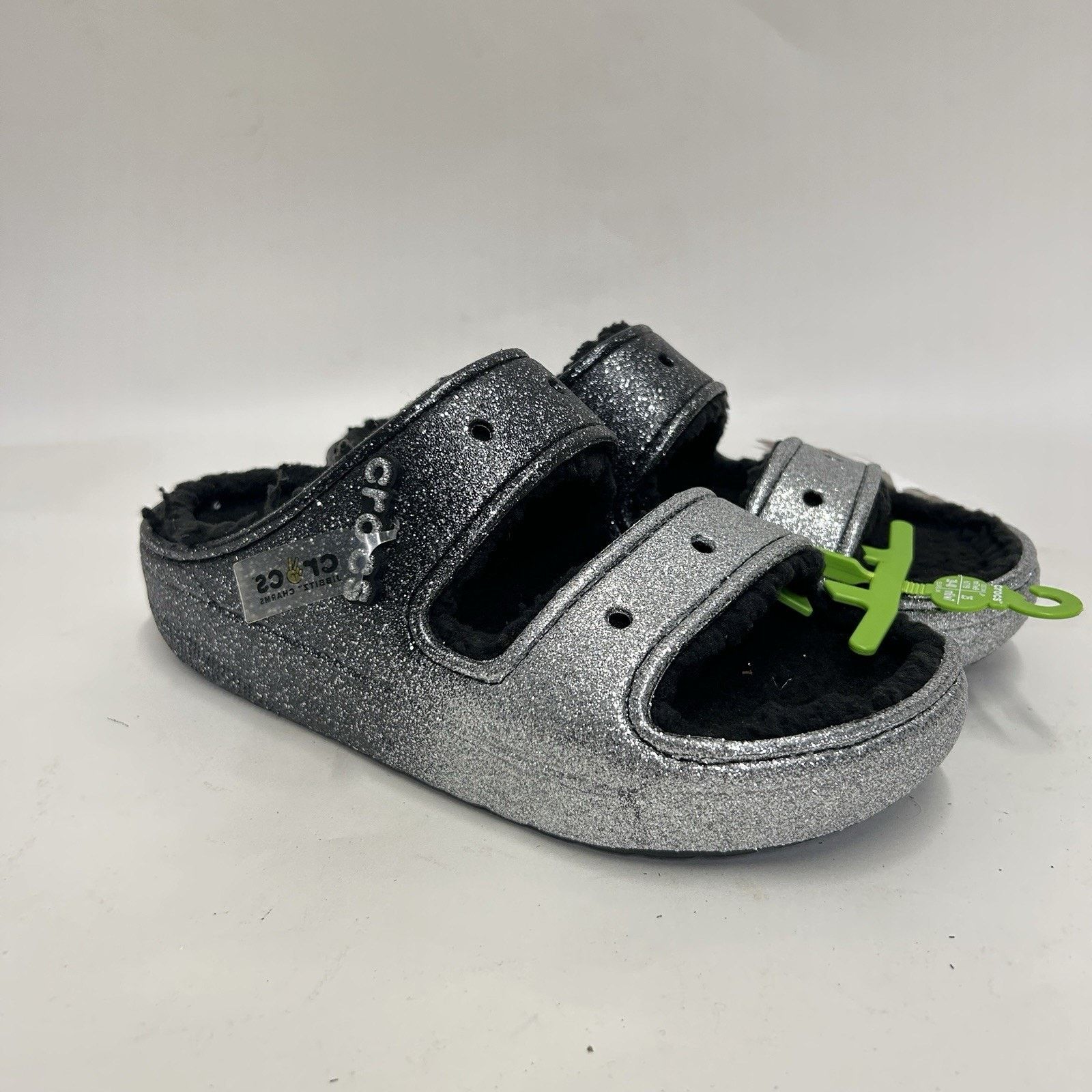 Crocs Crocs Classic Cozzzy Glitter Sandal “Black Silver” Size US 9 / IT 39 - 1 Thumbnail