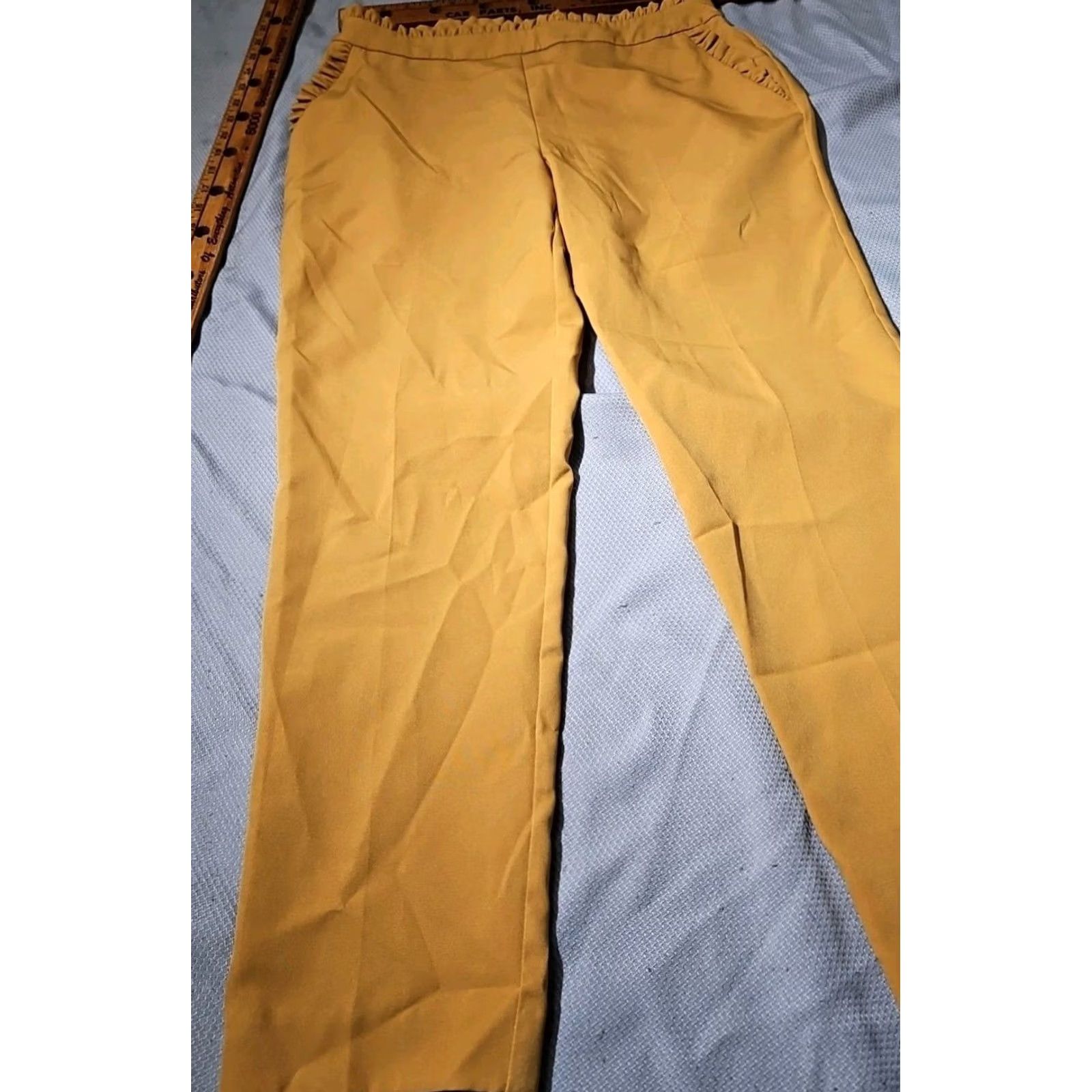 Vintage VINTAGE Flirtatious Young Contemporary Pants Womens Large Yellow Mustang Pull On Ruffle Size 36" / US 14 / IT 50 - 4 Thumbnail