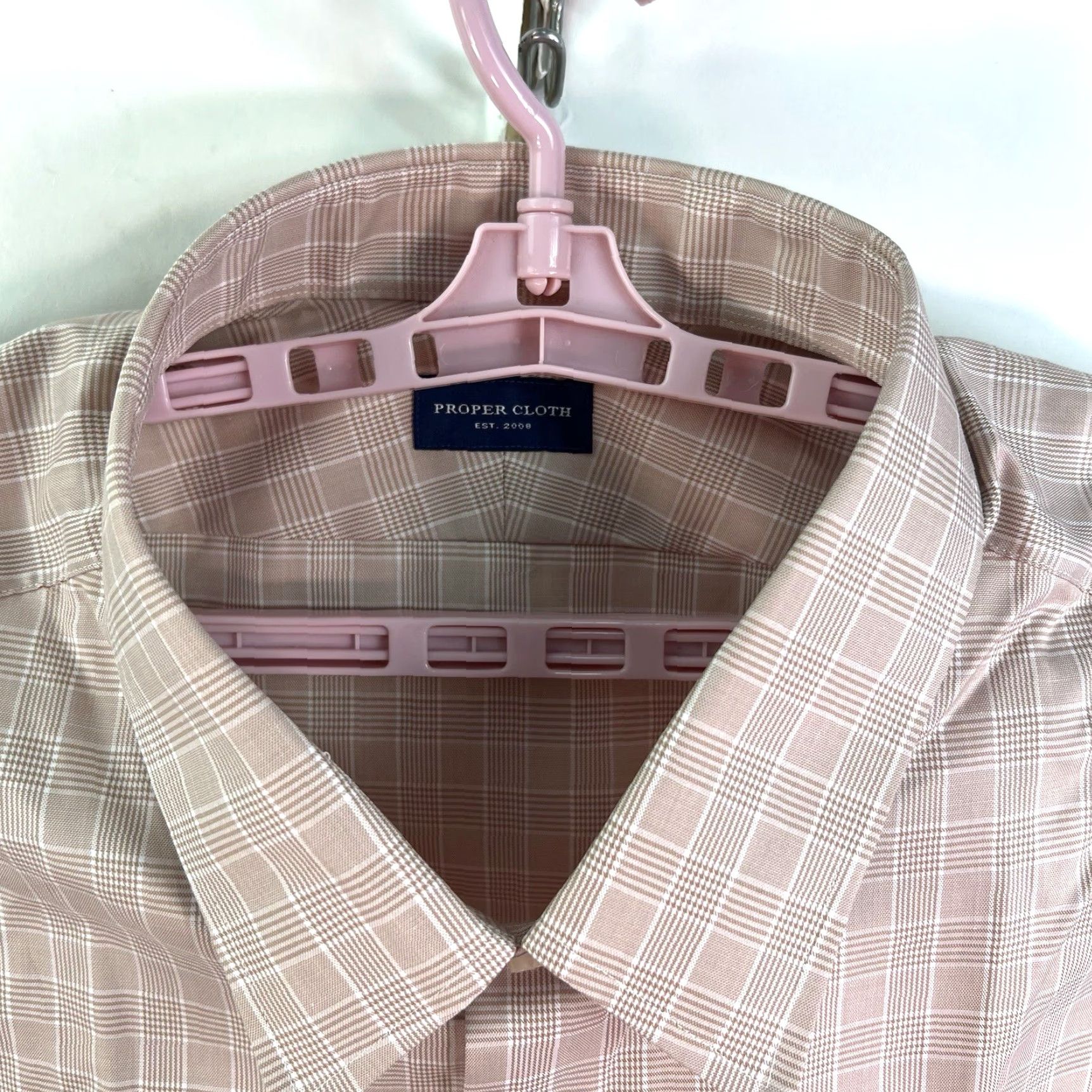 CLOT Cloth Check Button-Up Shirt Mens 21/38 4XL Beige Dress Shirt Wide Spread Collar Button-Down Casual XX Size US XXL / EU 58 / 5 - 3 Thumbnail