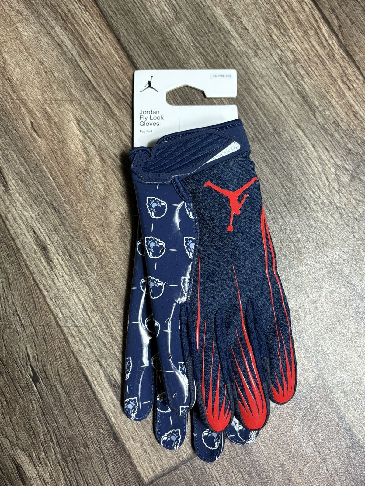 Nike Jordan Fly Lock Football Gloves Men's Size XXL Navy/Red
