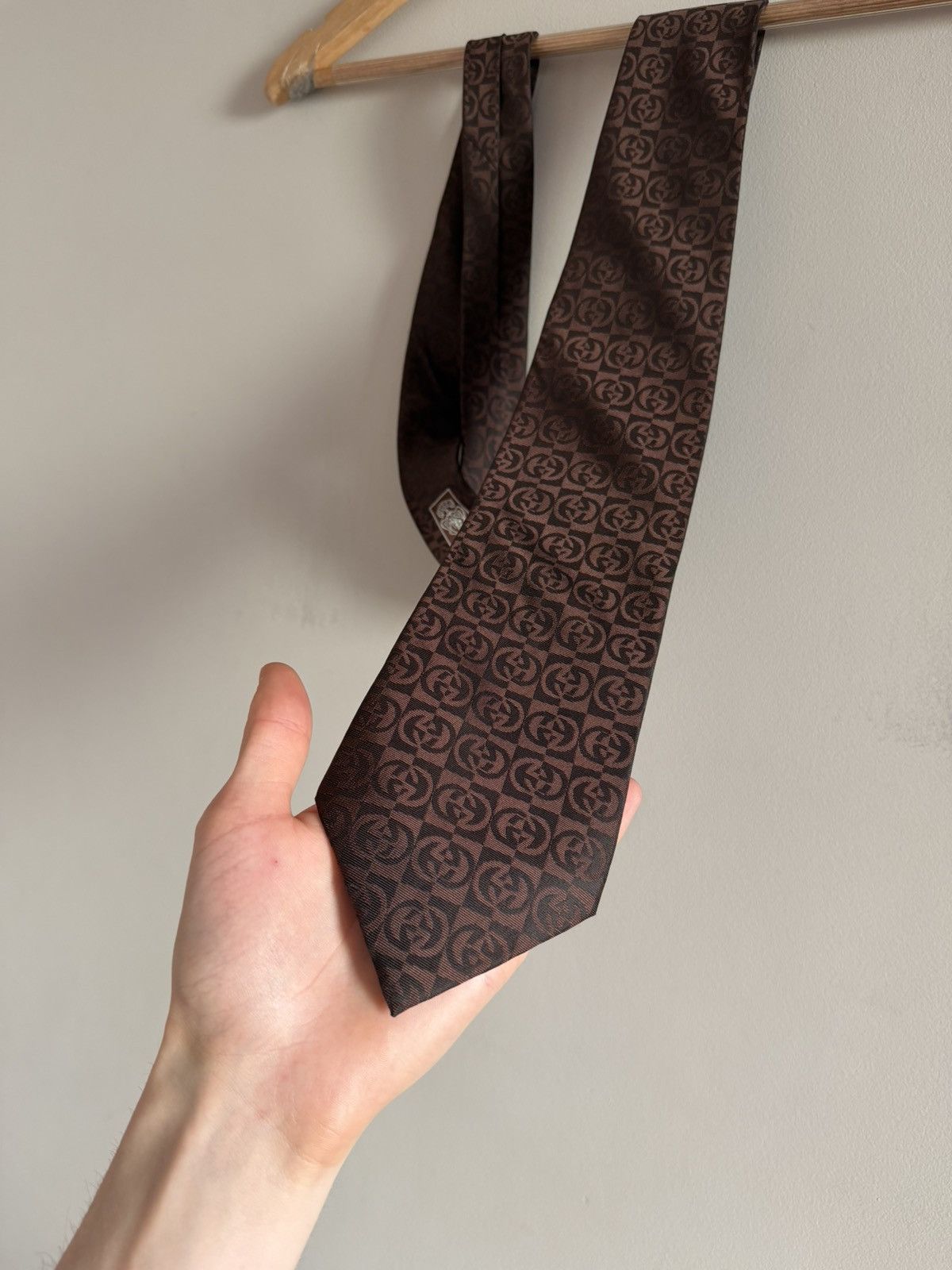 Gucci Gucci GG Monogram Silk Tie Brown Size ONE SIZE - 2 Thumbnail