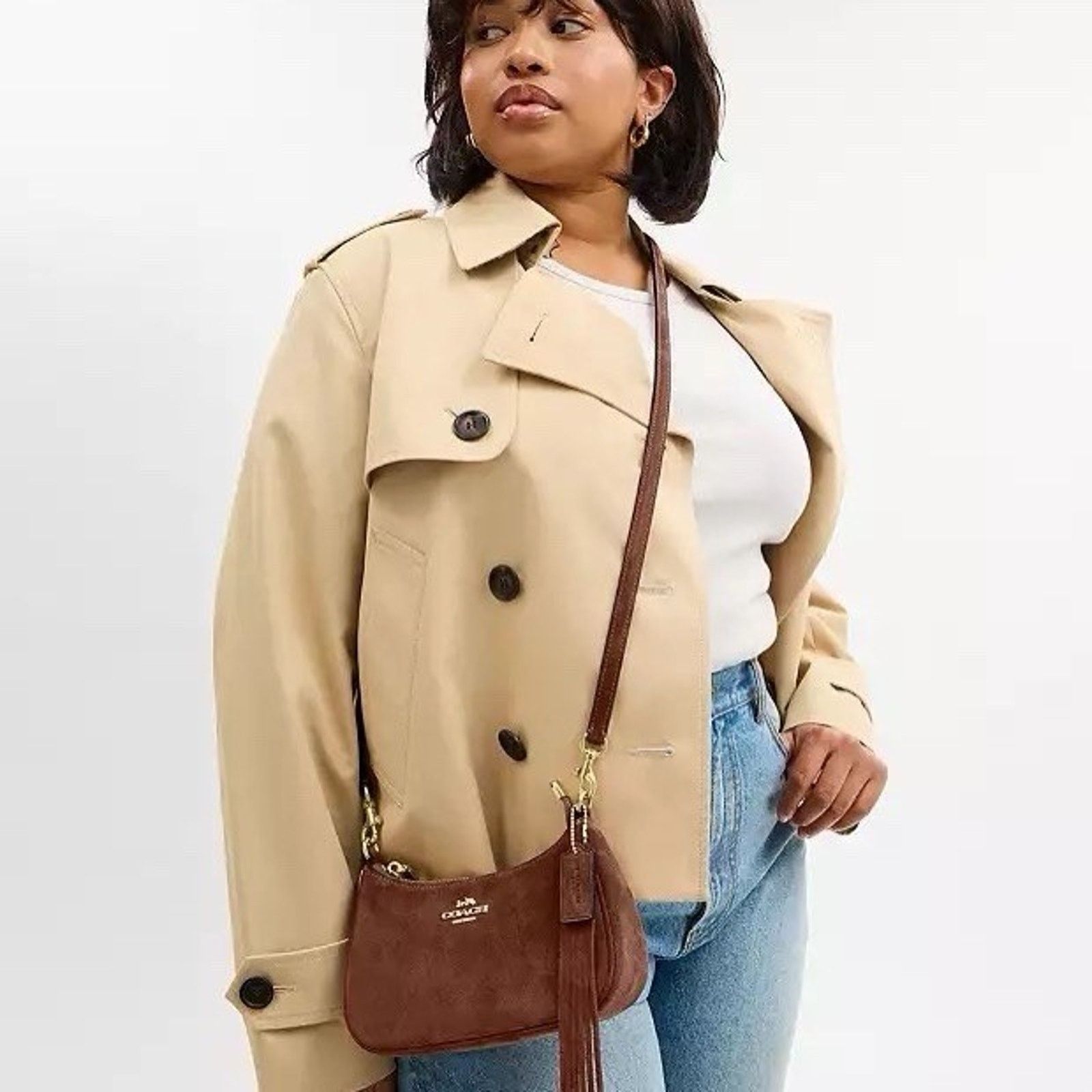 Coach NWT Coach Teri Mini Crossbody Bag CCE42 Suede Vintage Brown Size ONE SIZE - 11 Thumbnail