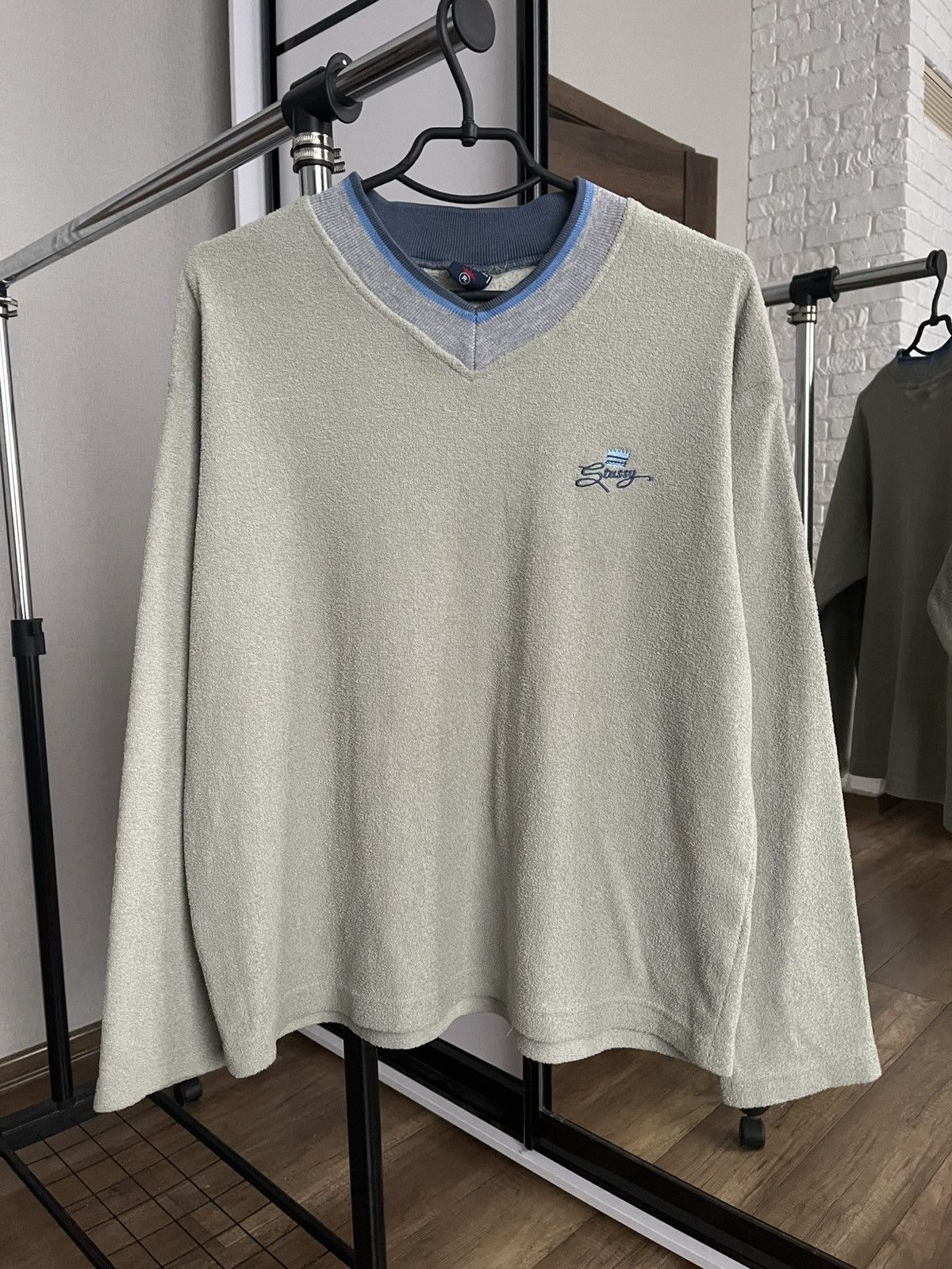 Streetwear × Stussy × Vintage Stussy Vintage V-Neck Sweatshirt 