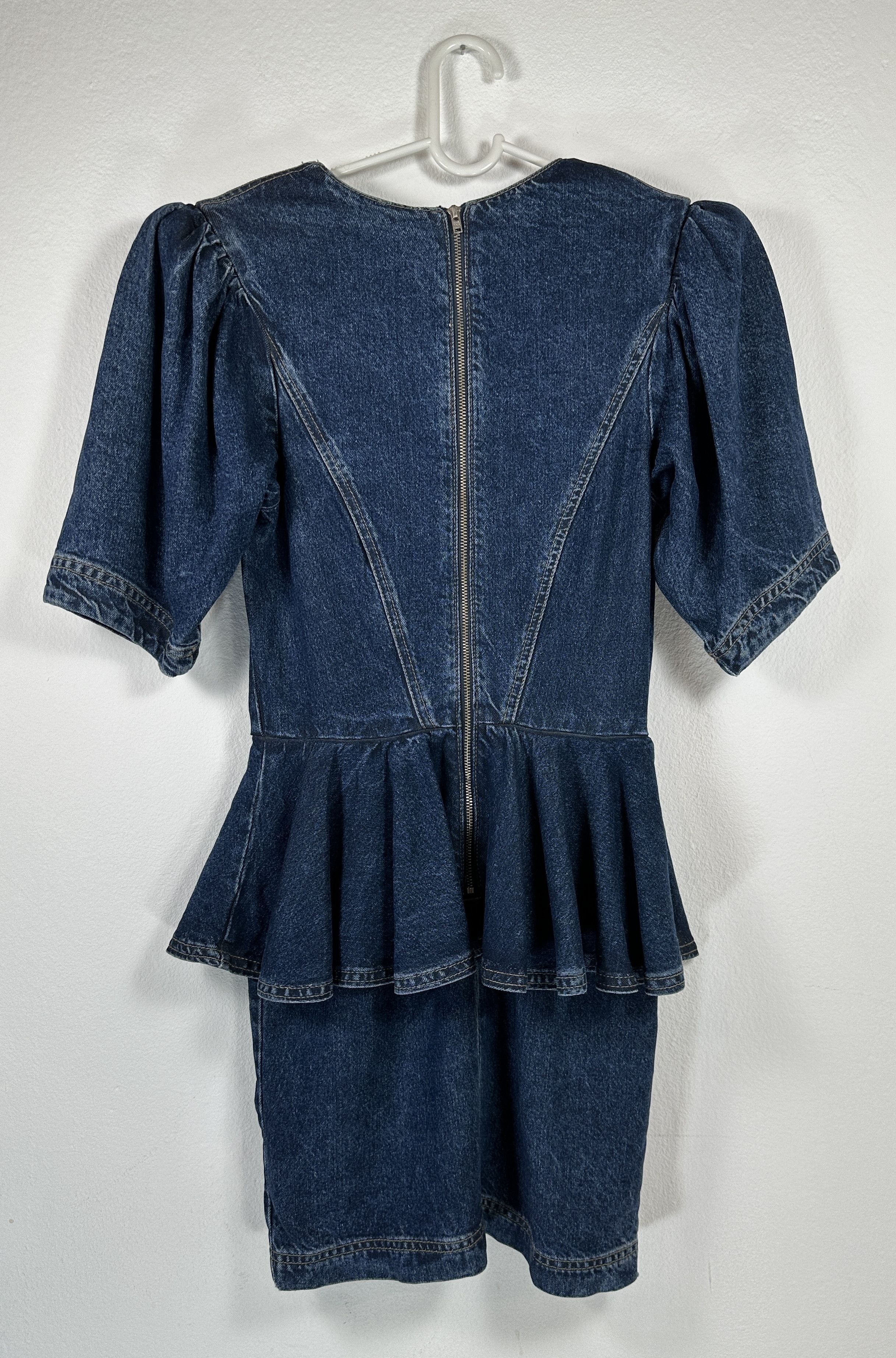 ROTATE Mindy Denim Peplum Mini Blue Dress Size XS / US 0-2 / IT 36-38 - 5 Thumbnail