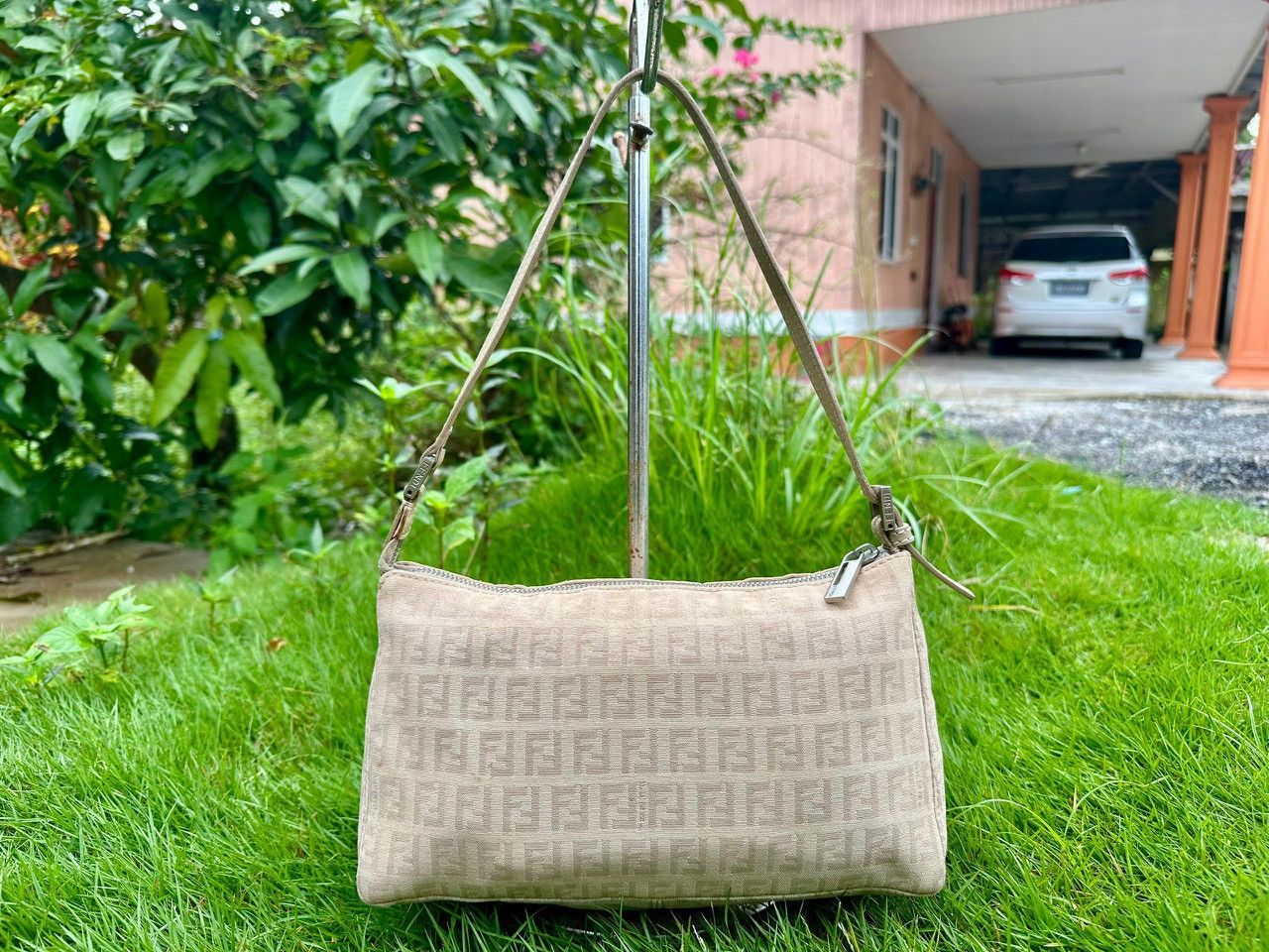 Fendi Authentic Fendi Zucchino Canvas Baguette Shoulder Bag Size ONE SIZE - 1 Thumbnail