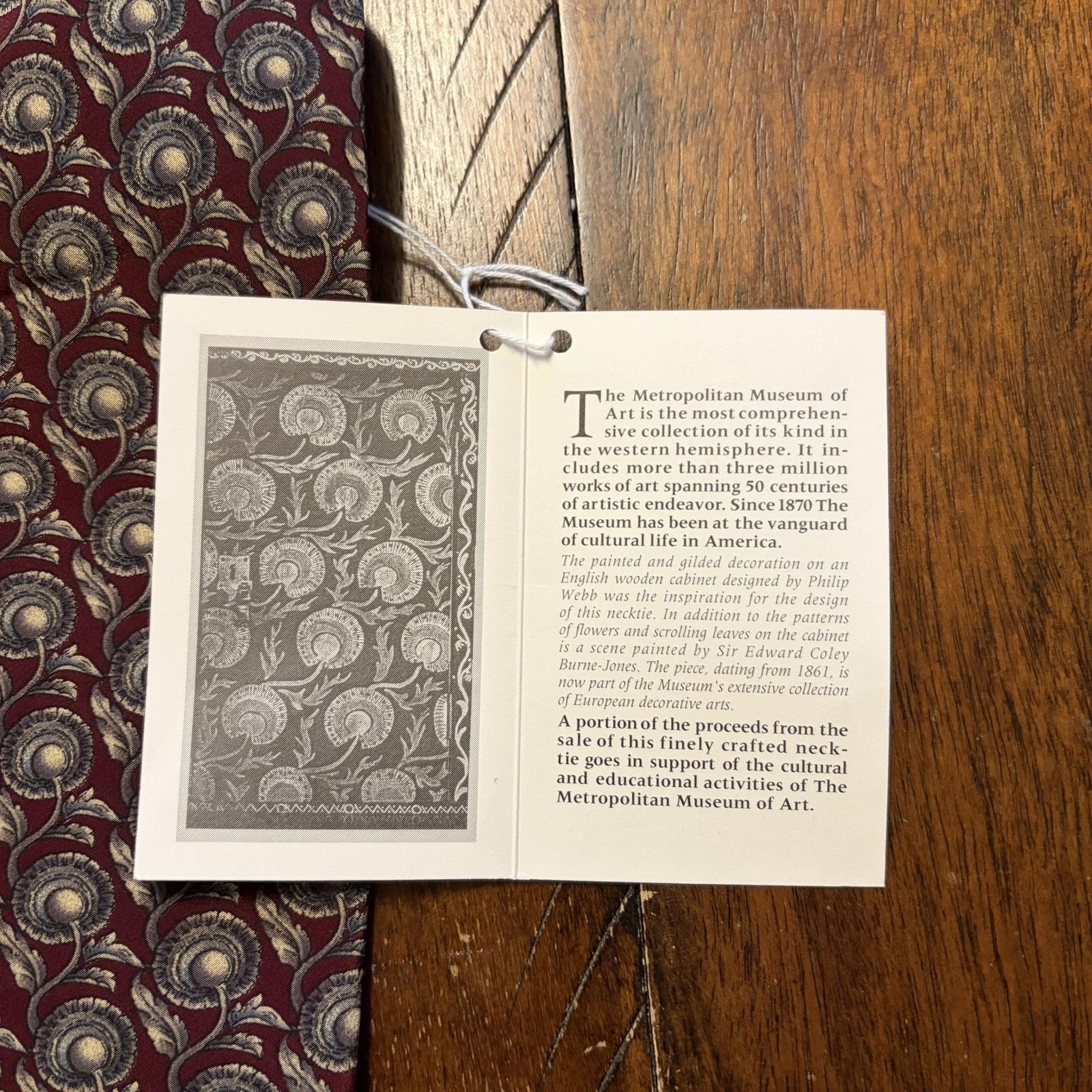 Vintage Metropolitan Museum Of Art Tie Mens One Floral Silk Necktie Size ONE SIZE - 6 Thumbnail