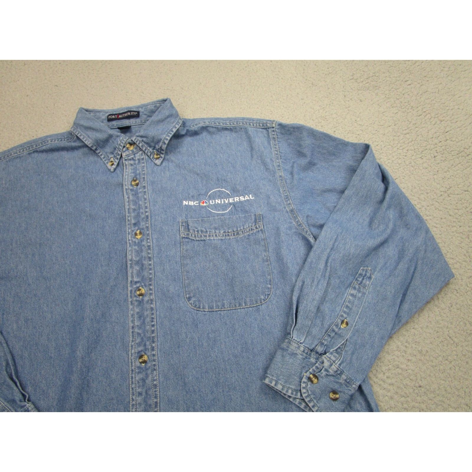 Port Authority Port Authority Shirt Mens XL Blue Denim Long Sleeve NBC Universal Embroidered Size US XL / EU 56 / 4 - 3 Thumbnail
