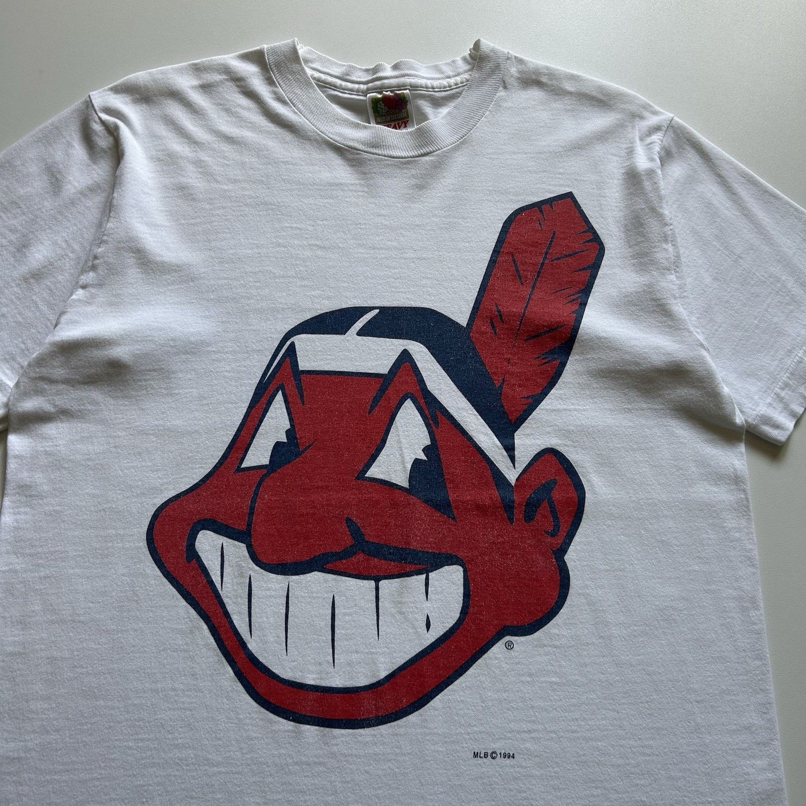 Fruit Of The Loom Vintage Cleveland Indians T Shirt Medium 90s MLB Logo Art Size US M / EU 48-50 / 2 - 2 Thumbnail