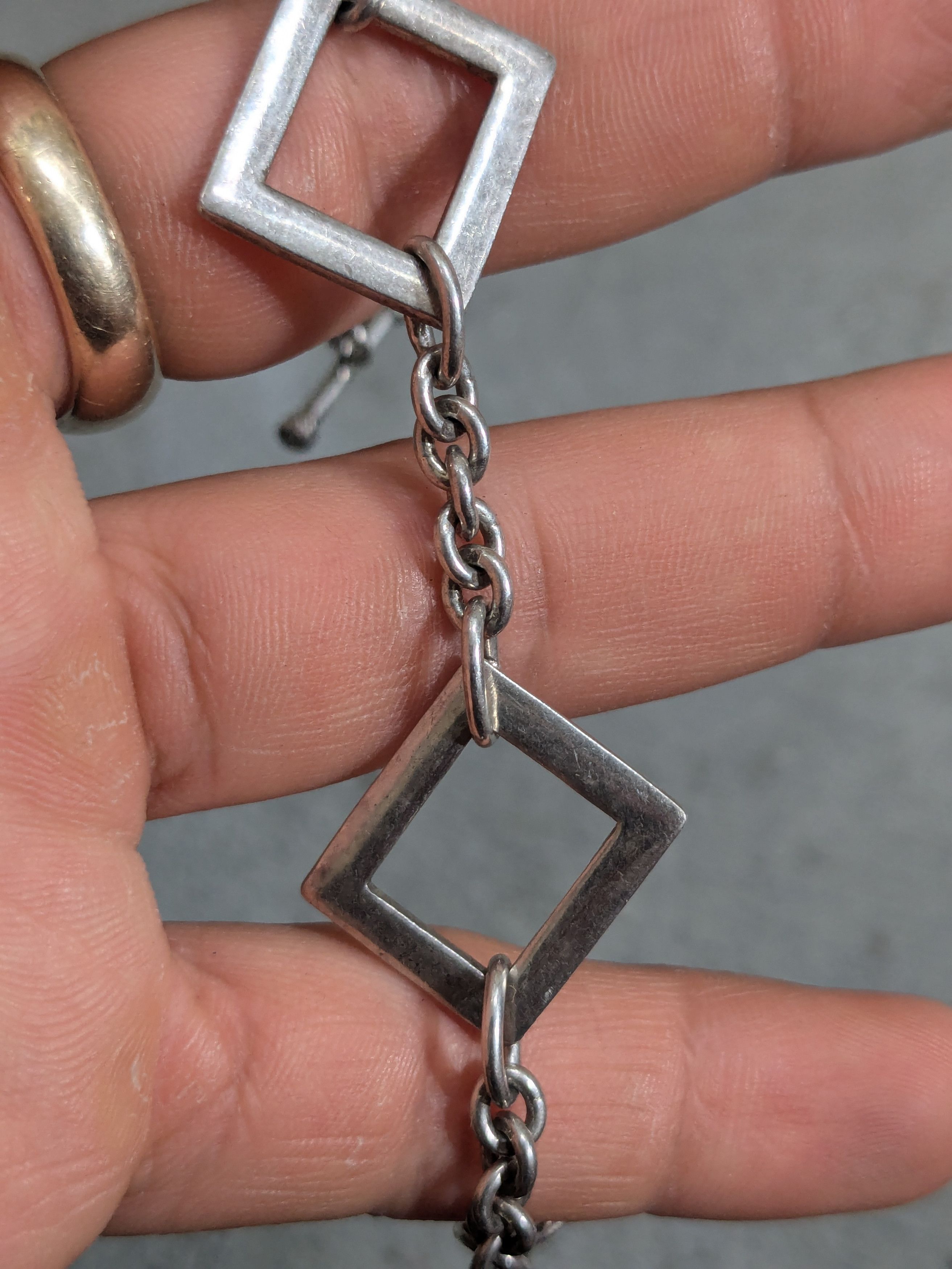 Sterling Silver Vintage Sterling Silver Bracelet Square Chain Size ONE SIZE - 10 Thumbnail