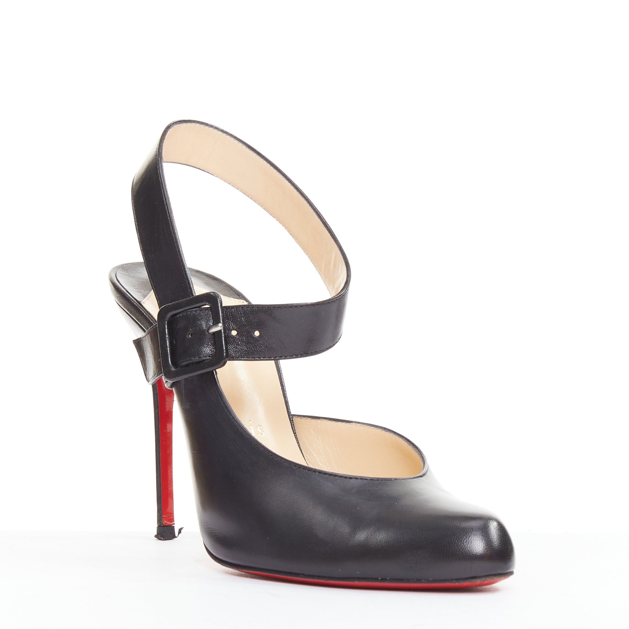 Christian Louboutin CHRISTIAN LOUBOUTIN Miyousra 100 black goat skin buckle D'Orsay pumps EU37.5 Size US 7.5 / IT 37.5 - 1 Thumbnail