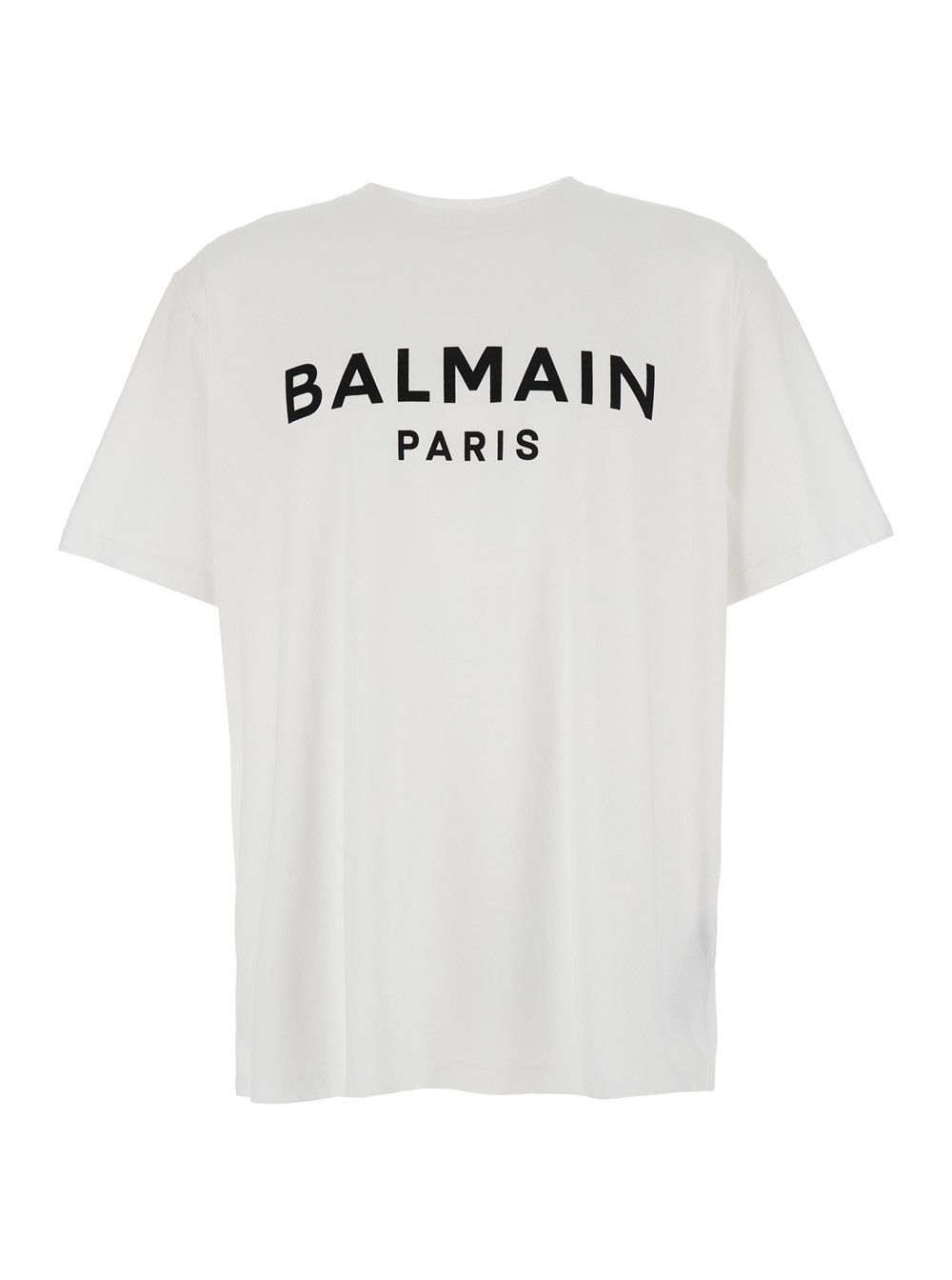 Balmain White Crewneck T-Shirt with Logo Lettering on the Front in Cotton Man Size US M / EU 48-50 / 2 - 1 Thumbnail