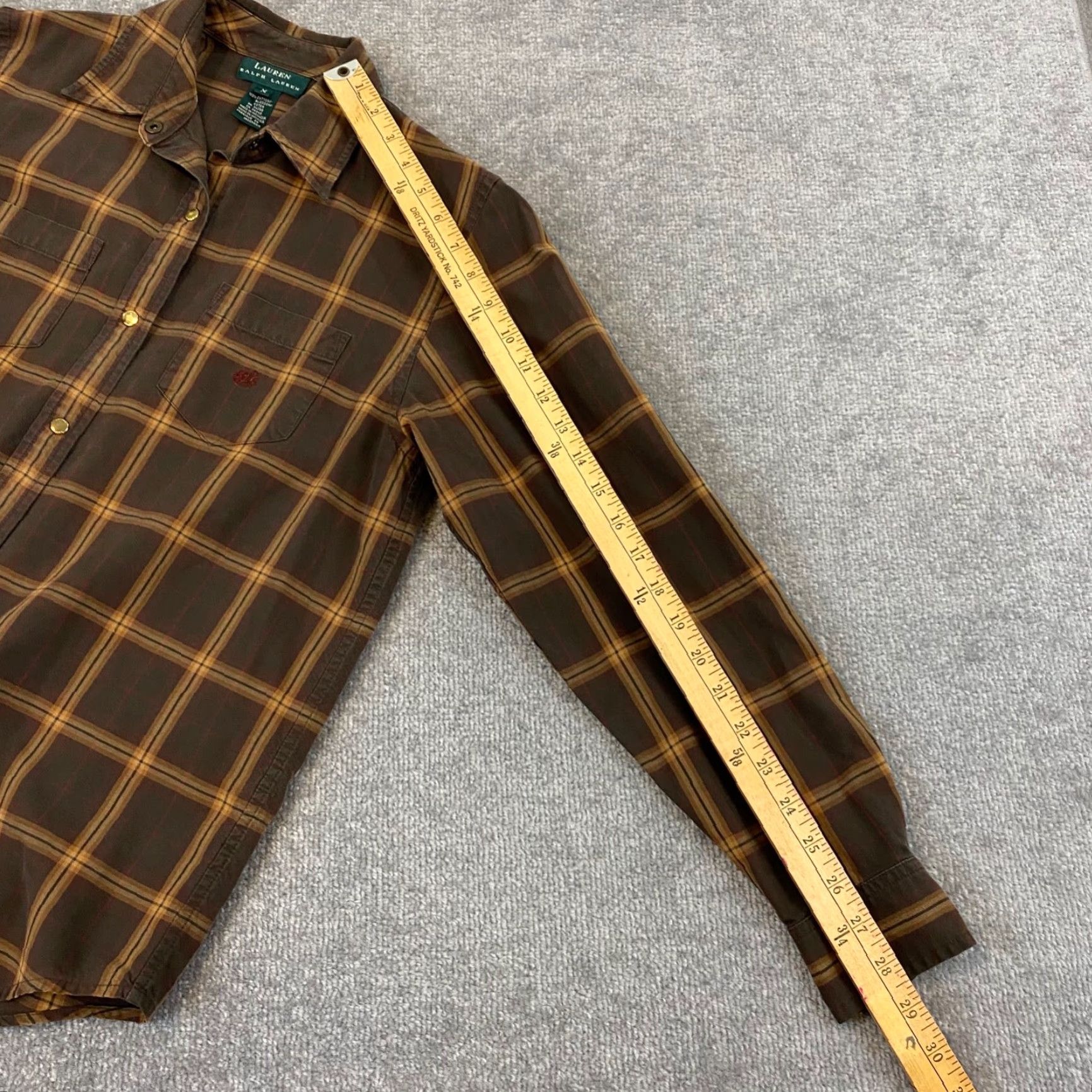 Ralph Lauren VINTAGE Ralph Lauren Shirt Womens Medium Brown Plaid Long Sleeve Button-Up Casual Outdoors Size M / US 6-8 / IT 42-44 - 7 Thumbnail