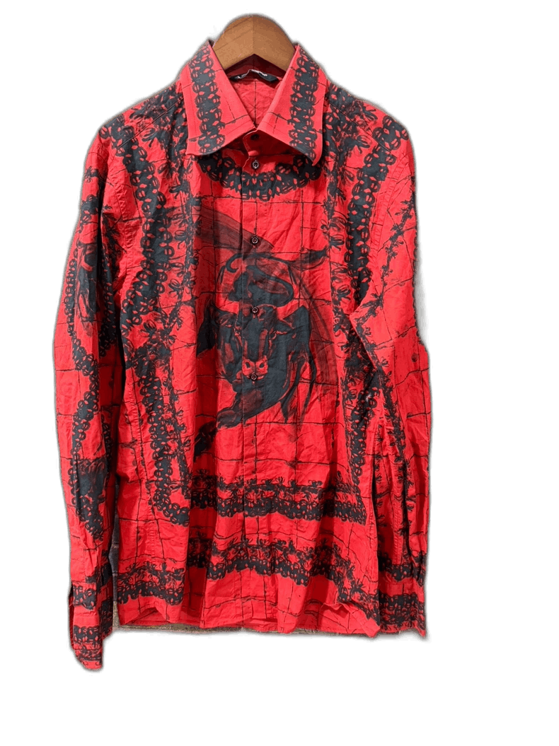 Dolce & Gabbana DG New Red Graphic Long Sleeve Shirt Size US L / EU 52-54 / 3 - 1 Thumbnail