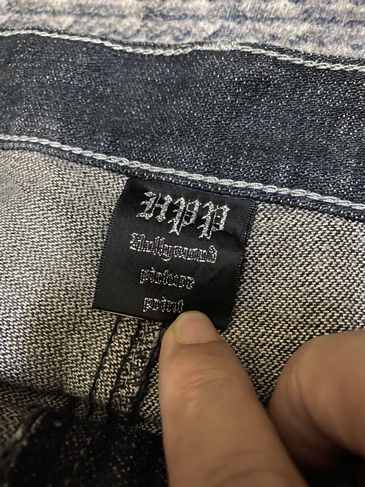 Japanese Brand HPP DOUBLE WAIST DISTRESSED STUD FLARED JEAN Size US 31 - 17 Thumbnail