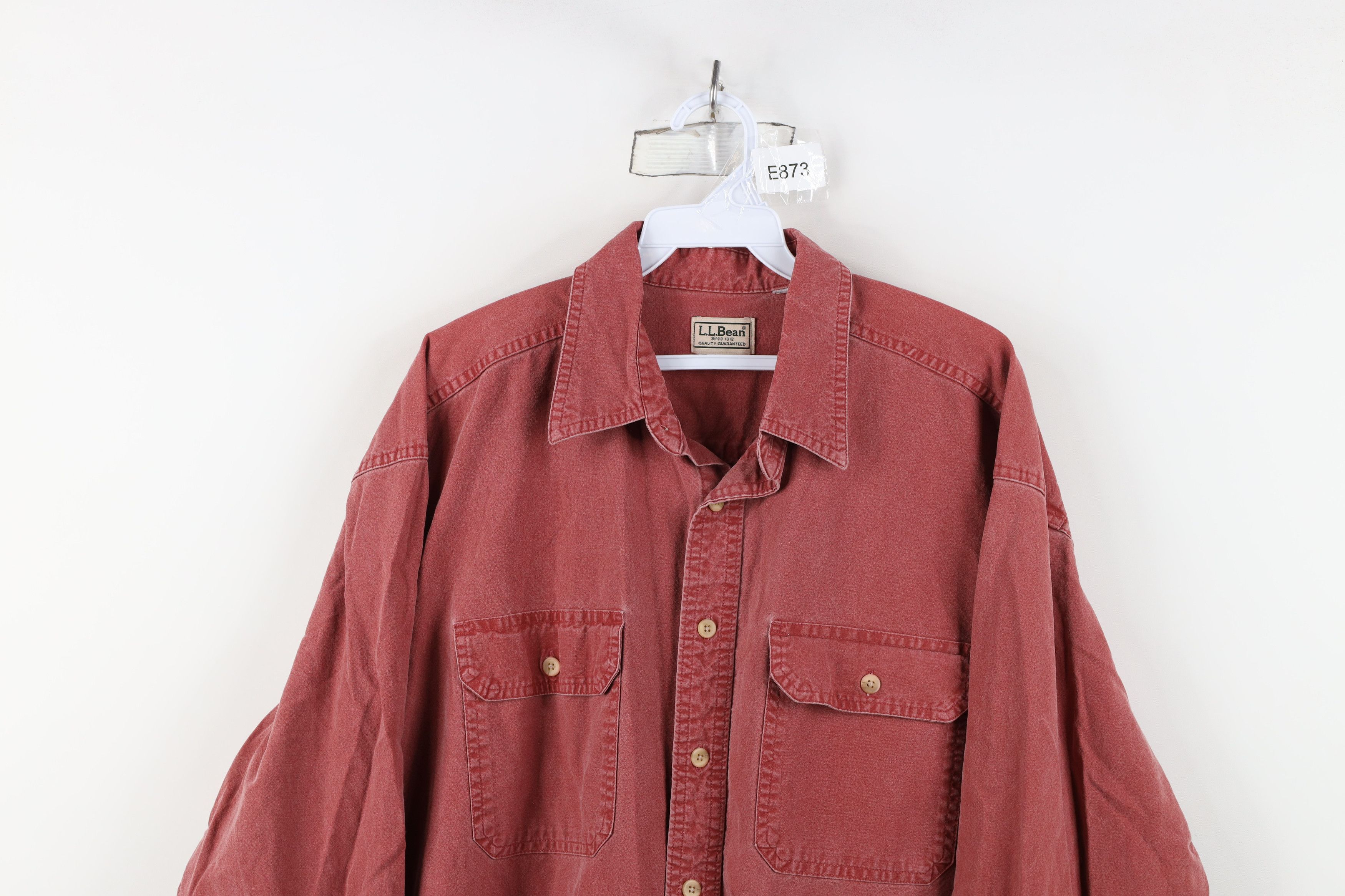 L.L. Bean Vintage 90s LL Bean Collared Button Shirt Red Cotton Size US XXL / EU 58 / 5 - 2 Thumbnail
