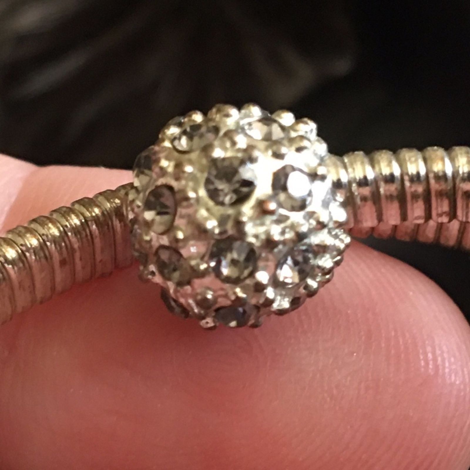Jewelry Rhinestone ball silver tone coil bracelet Size ONE SIZE - 4 Thumbnail