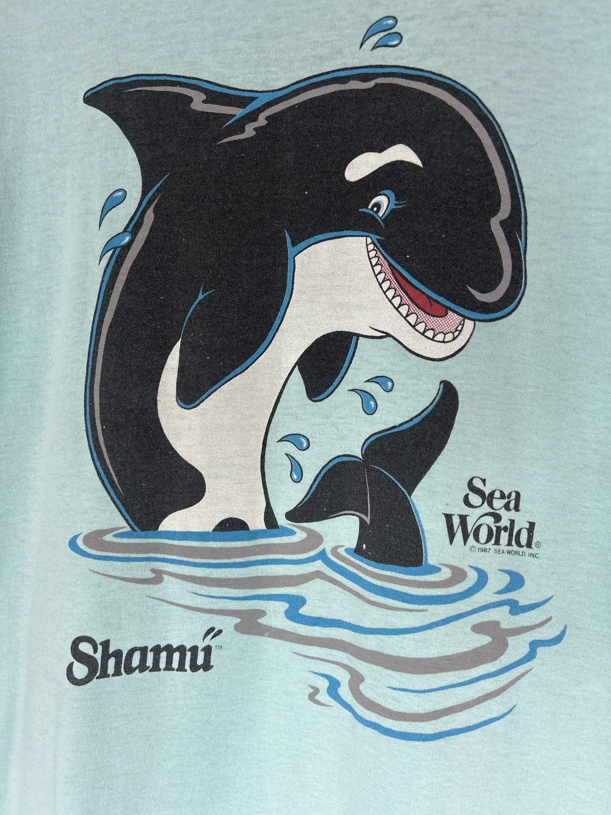 Vintage Vintage 1987 Shamu Sea World Tiffany Blue Promo Tee Size US L / EU 52-54 / 3 - 2 Thumbnail