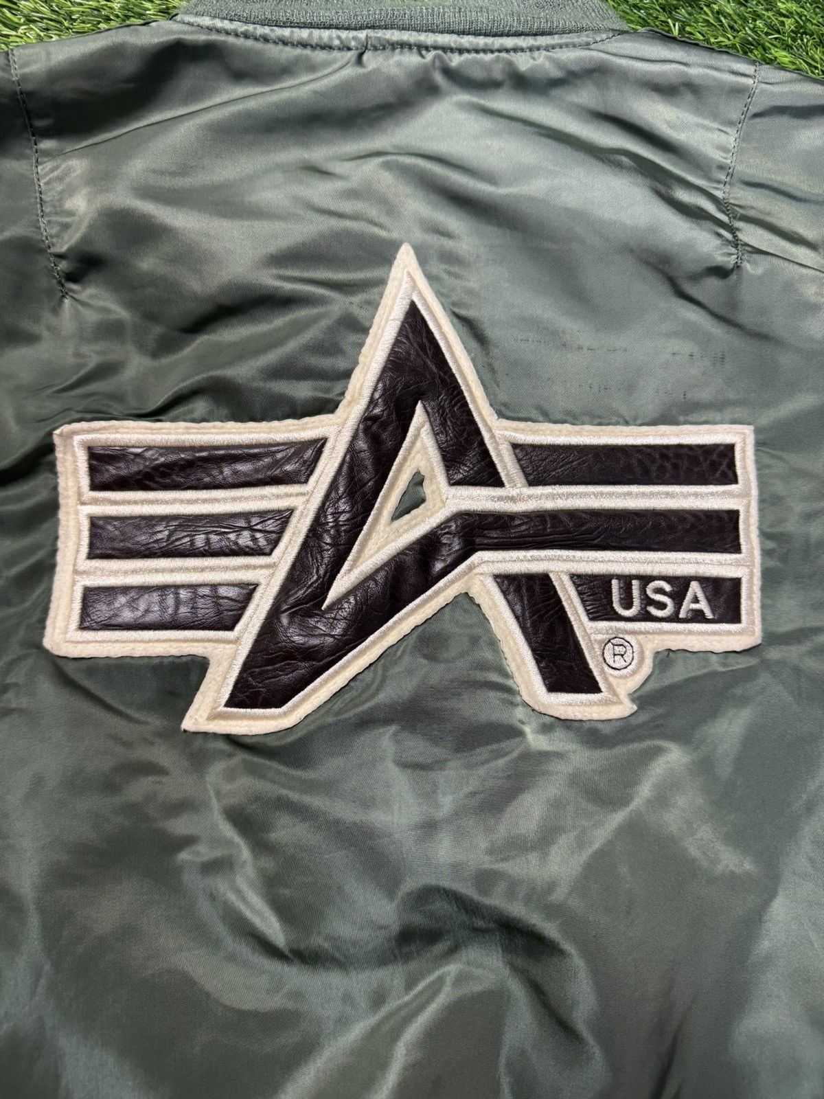 Alpha Industries × Vintage vintage alpha industries bomber jacket- leather patch Size US L / EU 52-54 / 3 - 3 Thumbnail