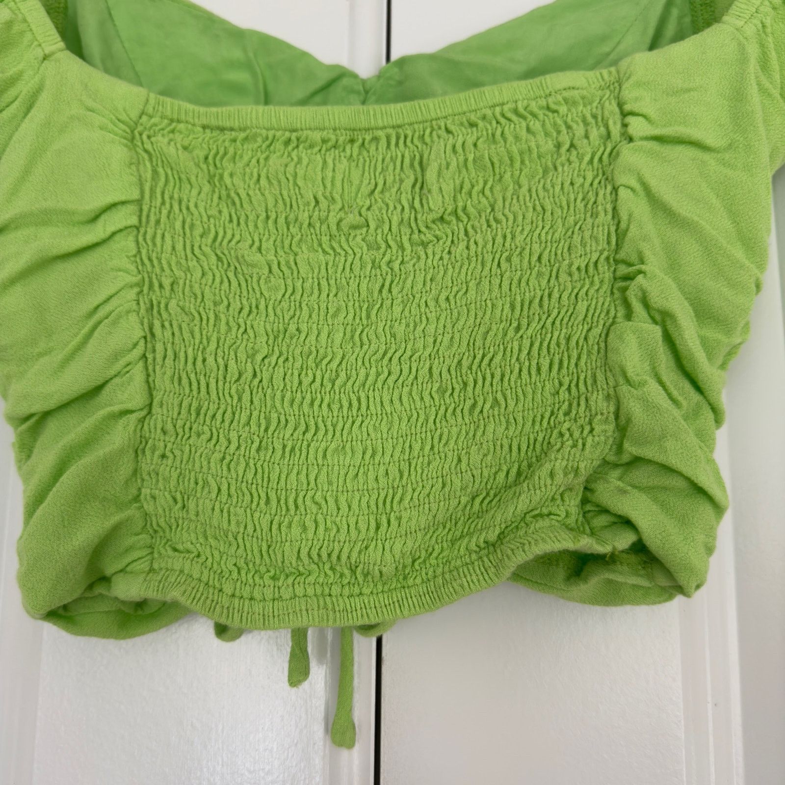 PRINCESS POLLY Princess Polly Darshan Top Lime cropped cinched ruched front Size XS / US 0-2 / IT 36-38 - 7 Thumbnail