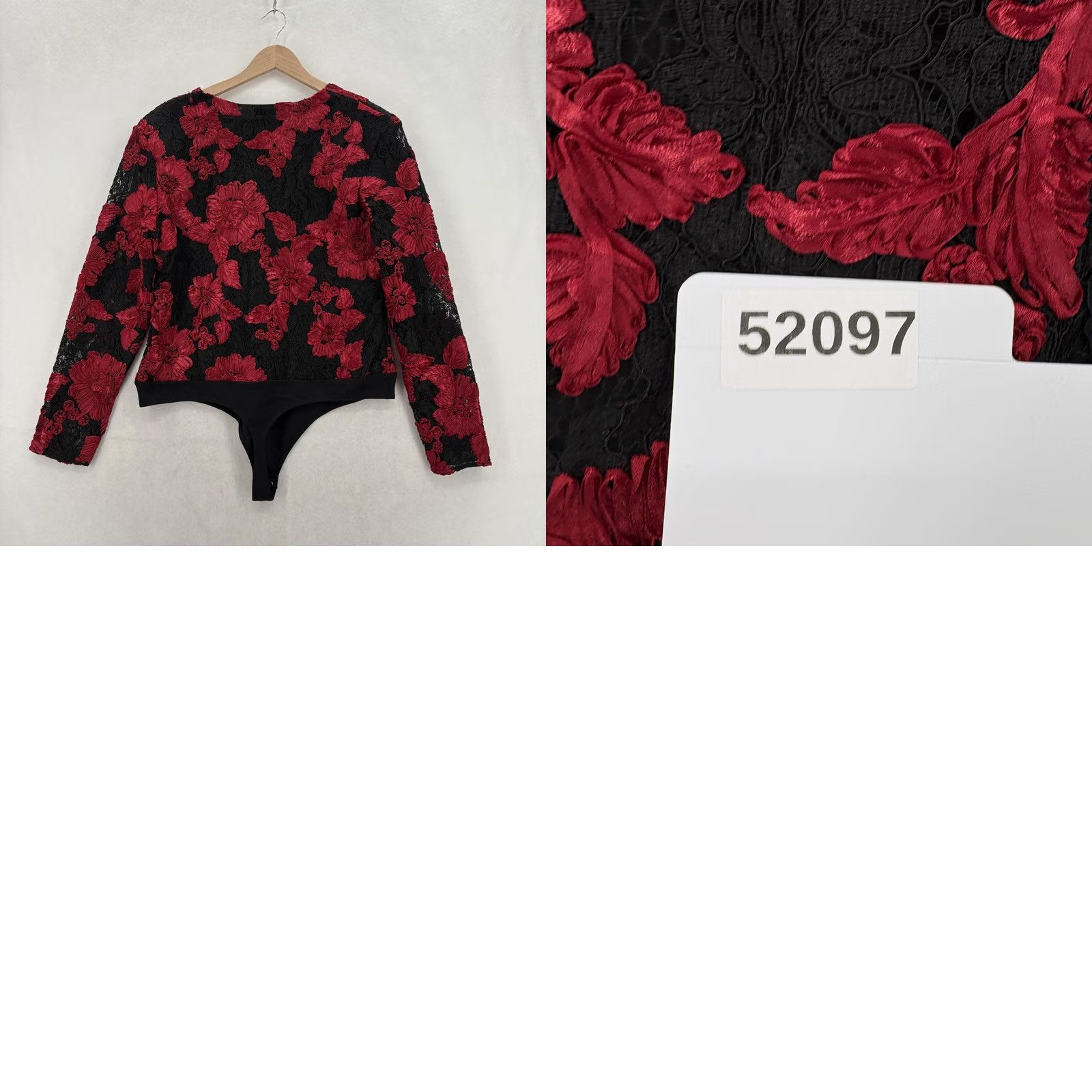 Express Express Bodysuit Womens XL Red Lace Floral Long Sleeve V Neck Embroidered NWT Size XL / US 12-14 / IT 48-50 - 9 Thumbnail