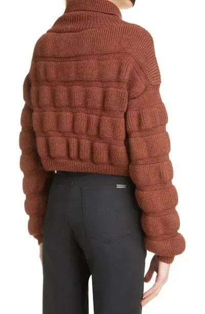 Saint Laurent Paris o1tp1o0125 Cropped Turtleneck Sweater In Wool in Marron Size M / US 6-8 / IT 42-44 - 5 Thumbnail