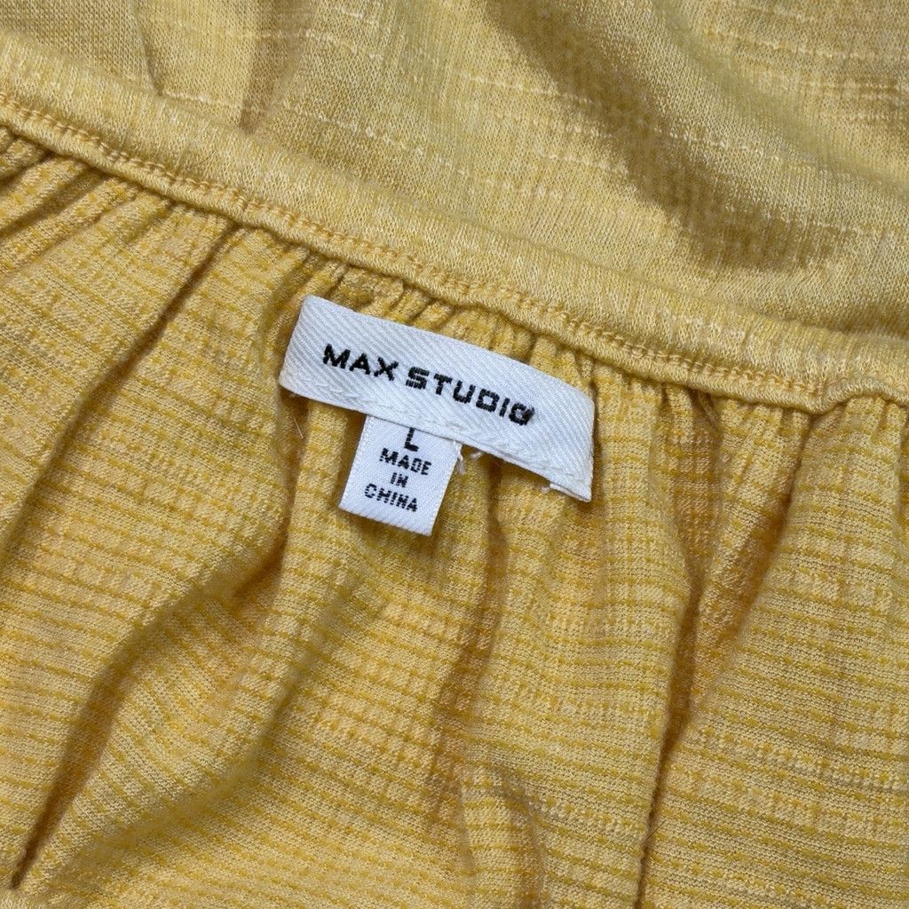 Other Max Studio NEW Shirt Large Yellow Short Sleeve Boho Blouse T Size L / US 10 / IT 46 - 5 Thumbnail